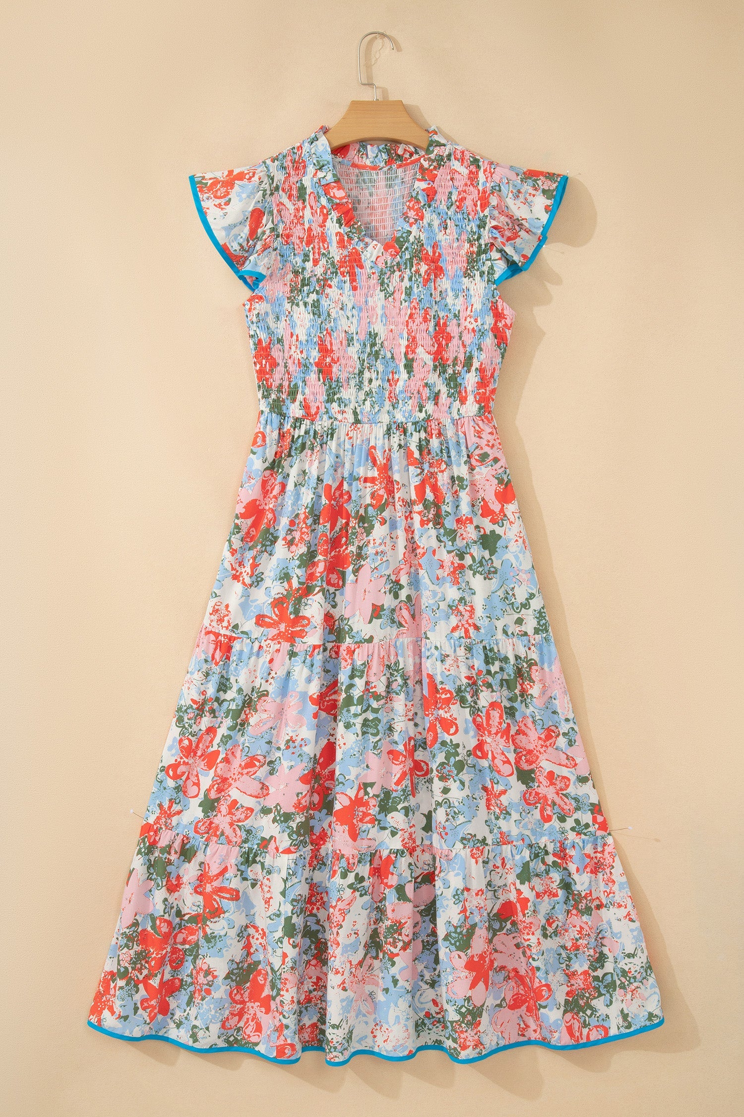 Nina Flutter Sleeve Long Dress