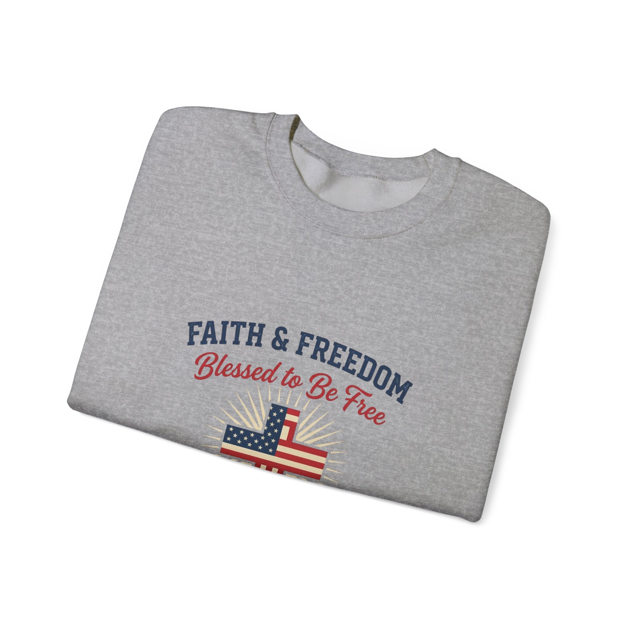 Faith & Freedom Cross Sweatshirt | patriotic, faith-based July 4th vintage Americana