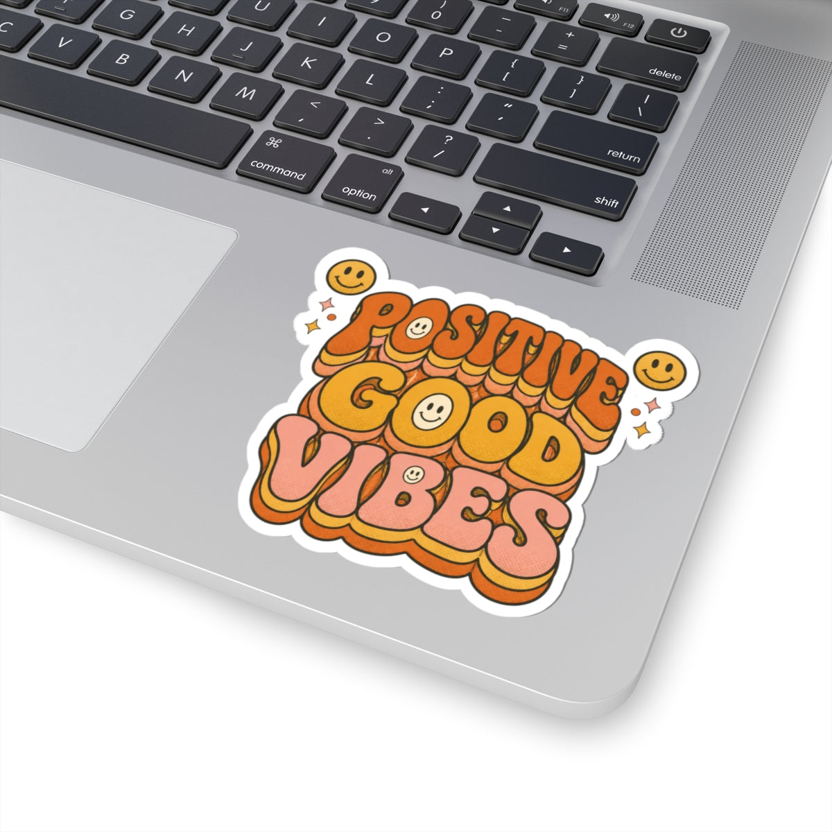 Positive Good Vibes Sticker | Retro Smiley Kiss-Cut Sticker