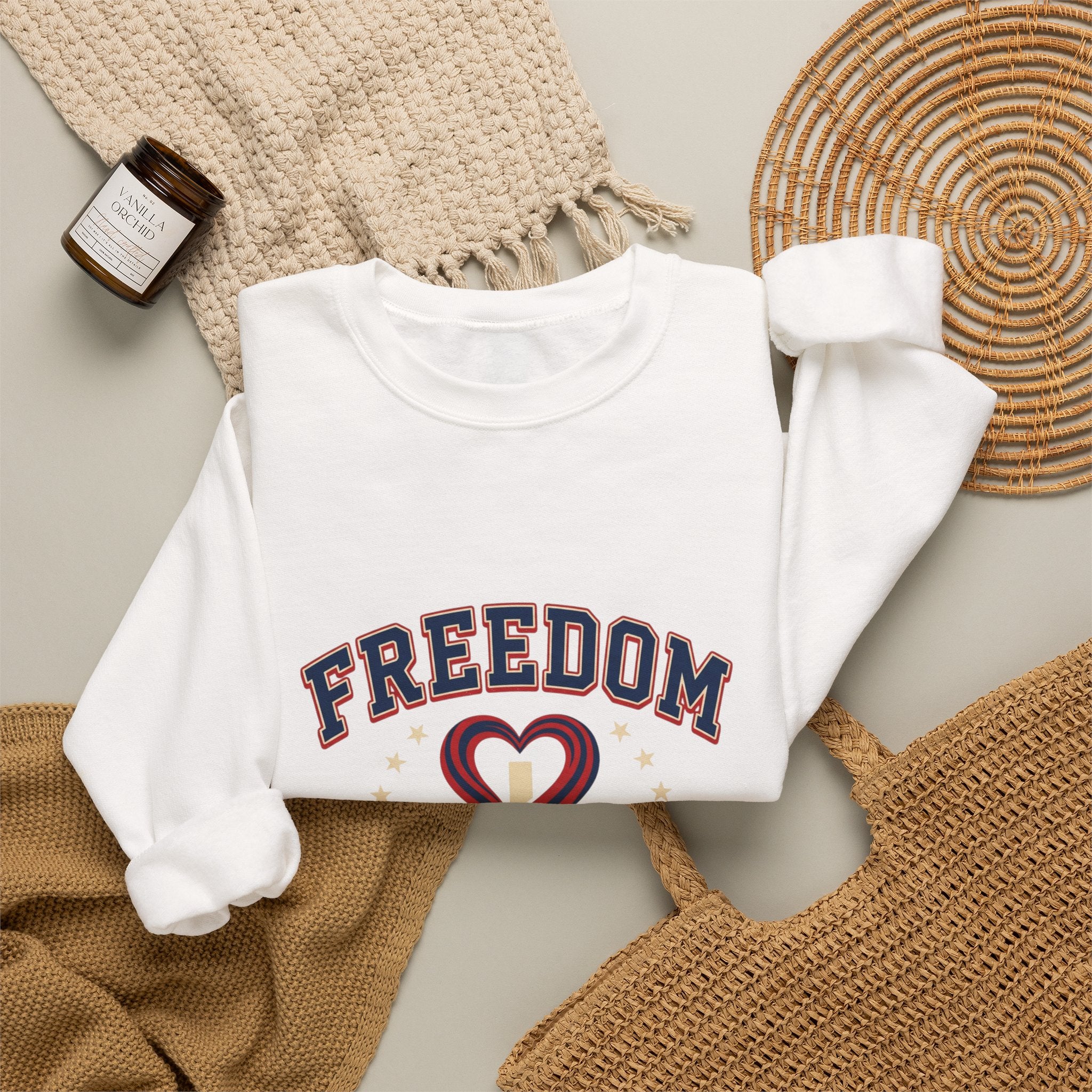 Freedom heart crewneck sweatshirt | faith-based patriotic, vintage Americana