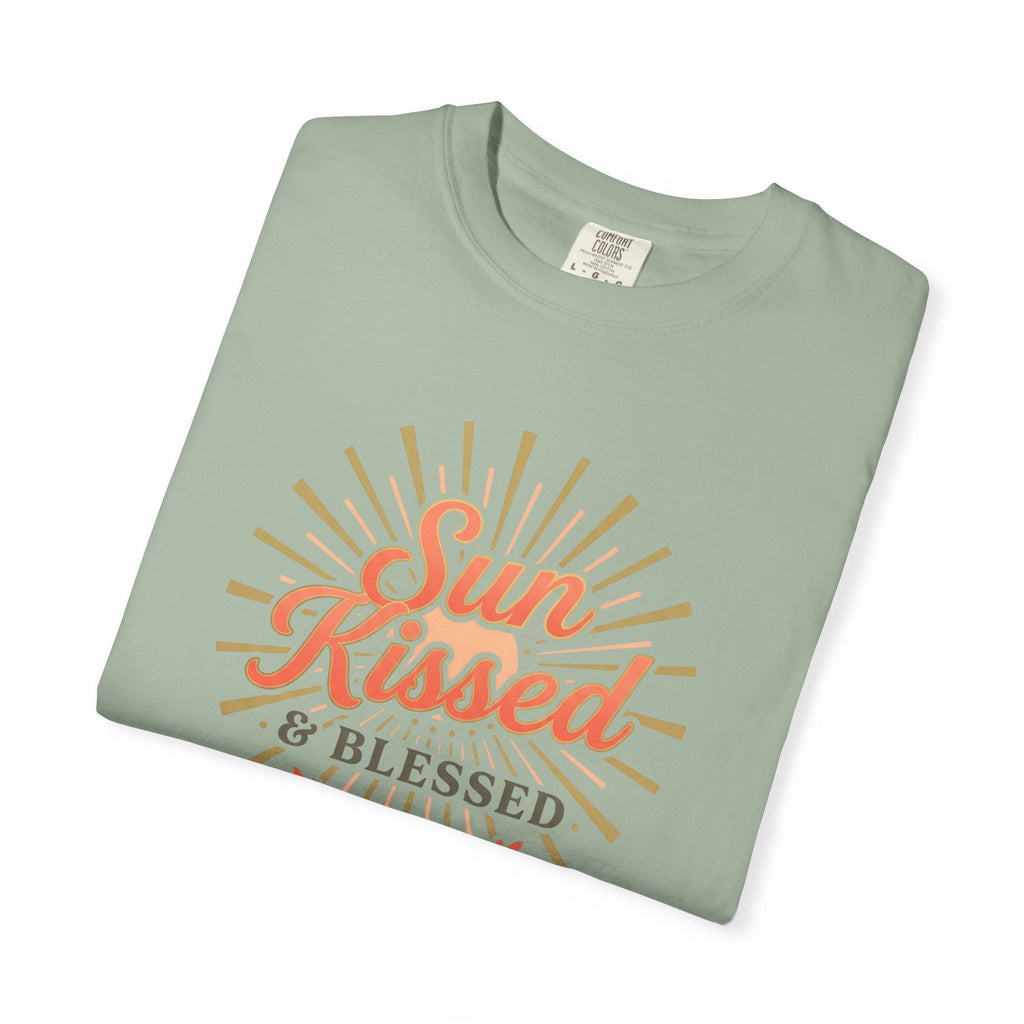 Sun Kissed & Blessed T-shirt | Vintage Sunburst Script Tee