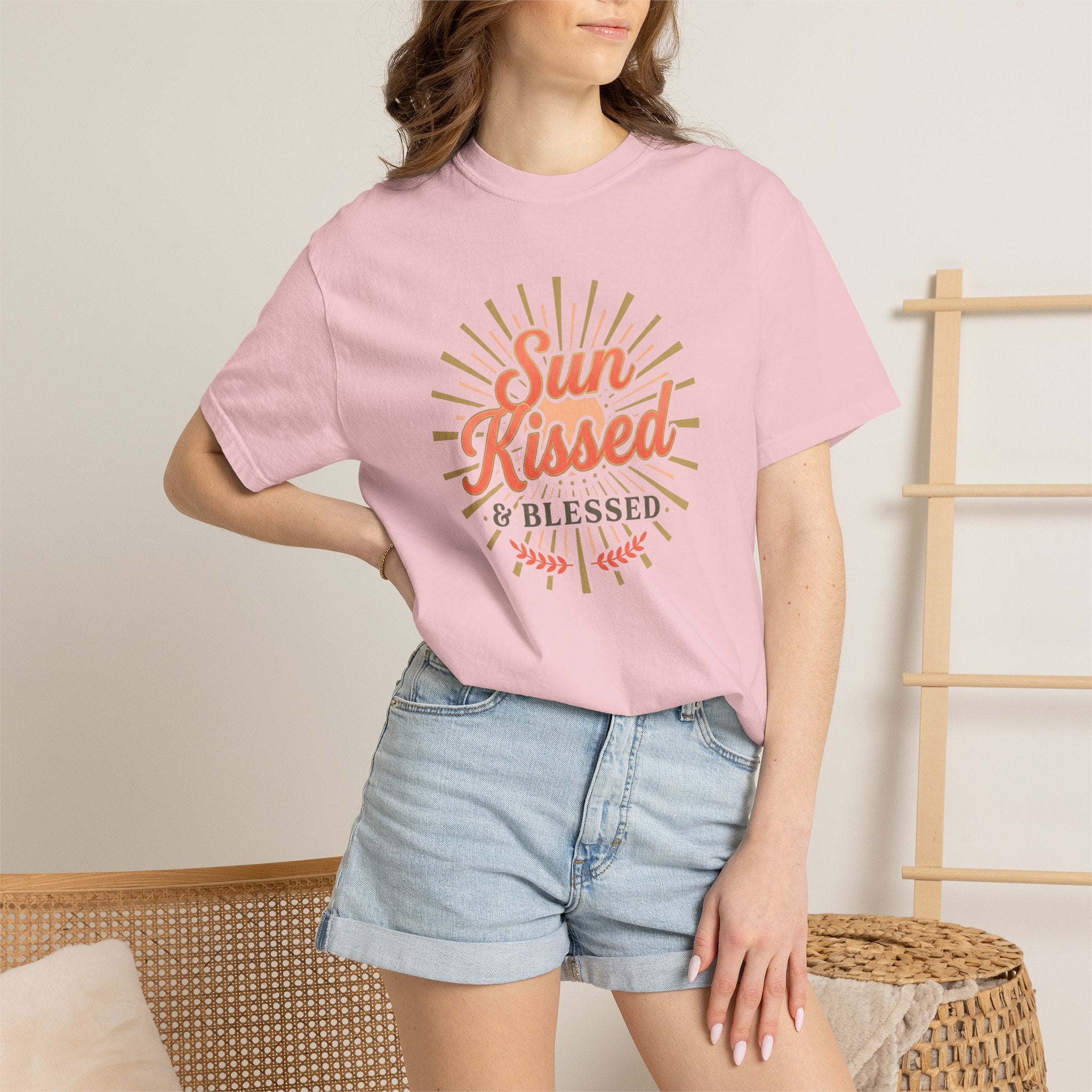 Sun Kissed & Blessed T-shirt | Vintage Sunburst Script Tee