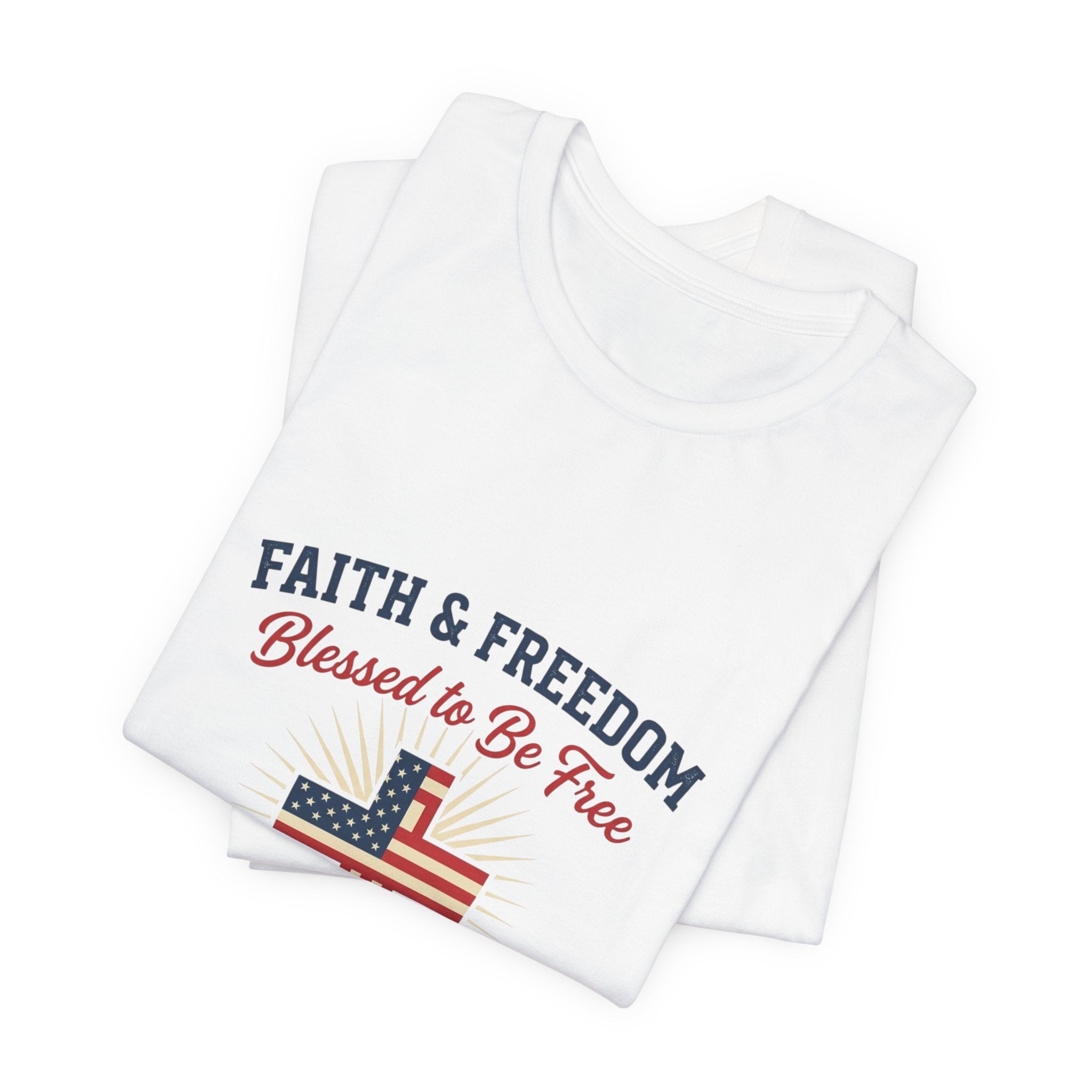 Faith & Freedom Tee — “Blessed to Be Free” American Flag Cross T-Shirt