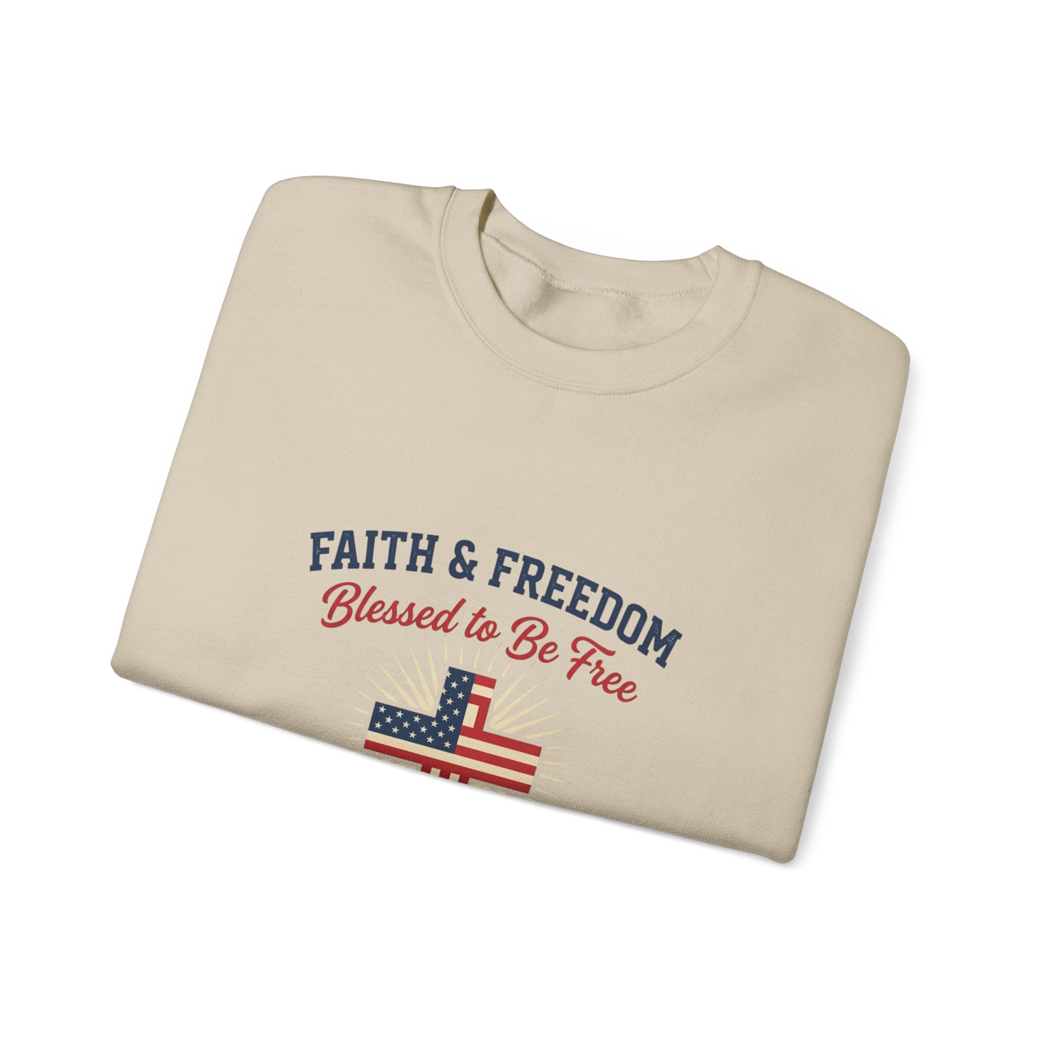 Faith & Freedom Cross Sweatshirt | patriotic, faith-based July 4th vintage Americana