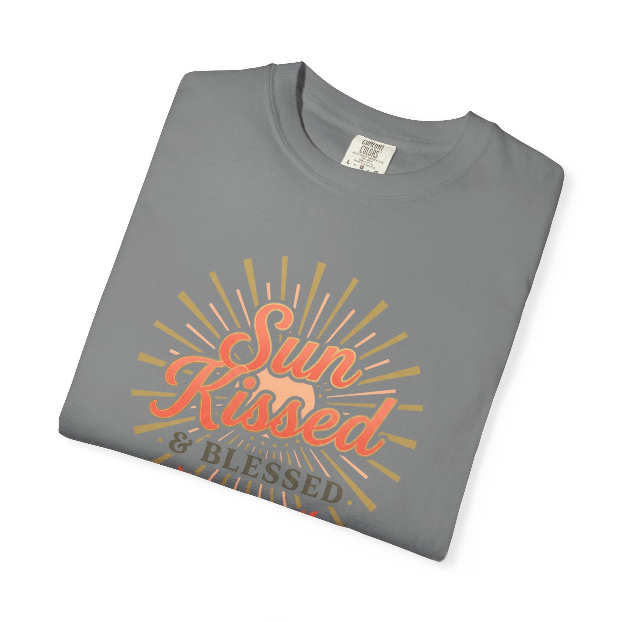 Sun Kissed & Blessed T-shirt | Vintage Sunburst Script Tee