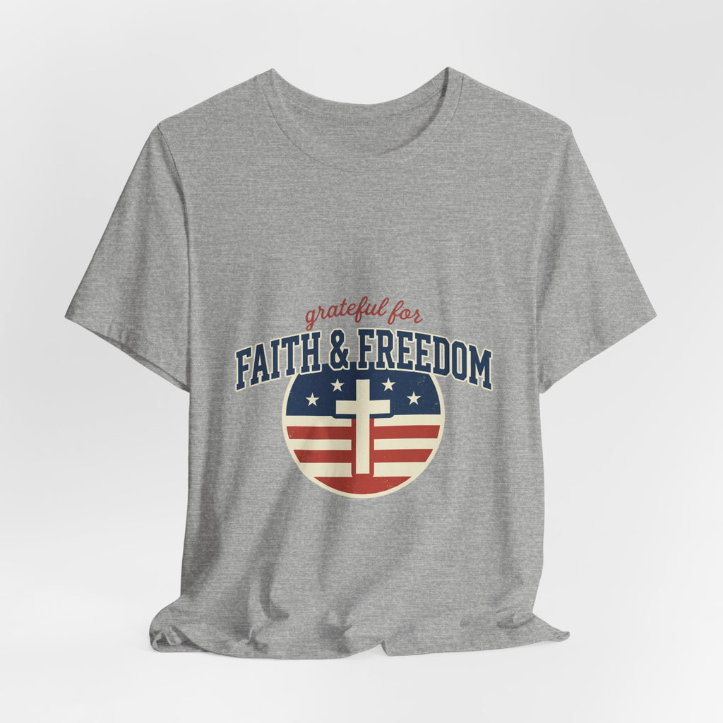 Faith & Freedom heart cross T-Shirt | Patriotic, Faith-based July 4th vintage Americana