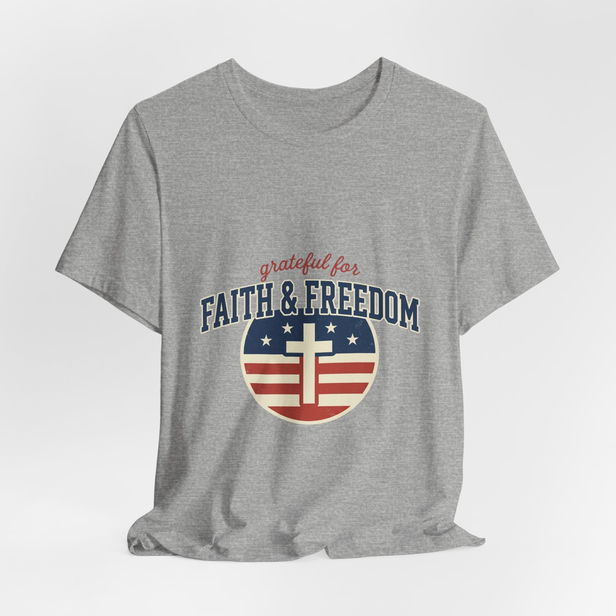 Faith & Freedom heart cross T-Shirt | Patriotic, Faith-based July 4th vintage Americana