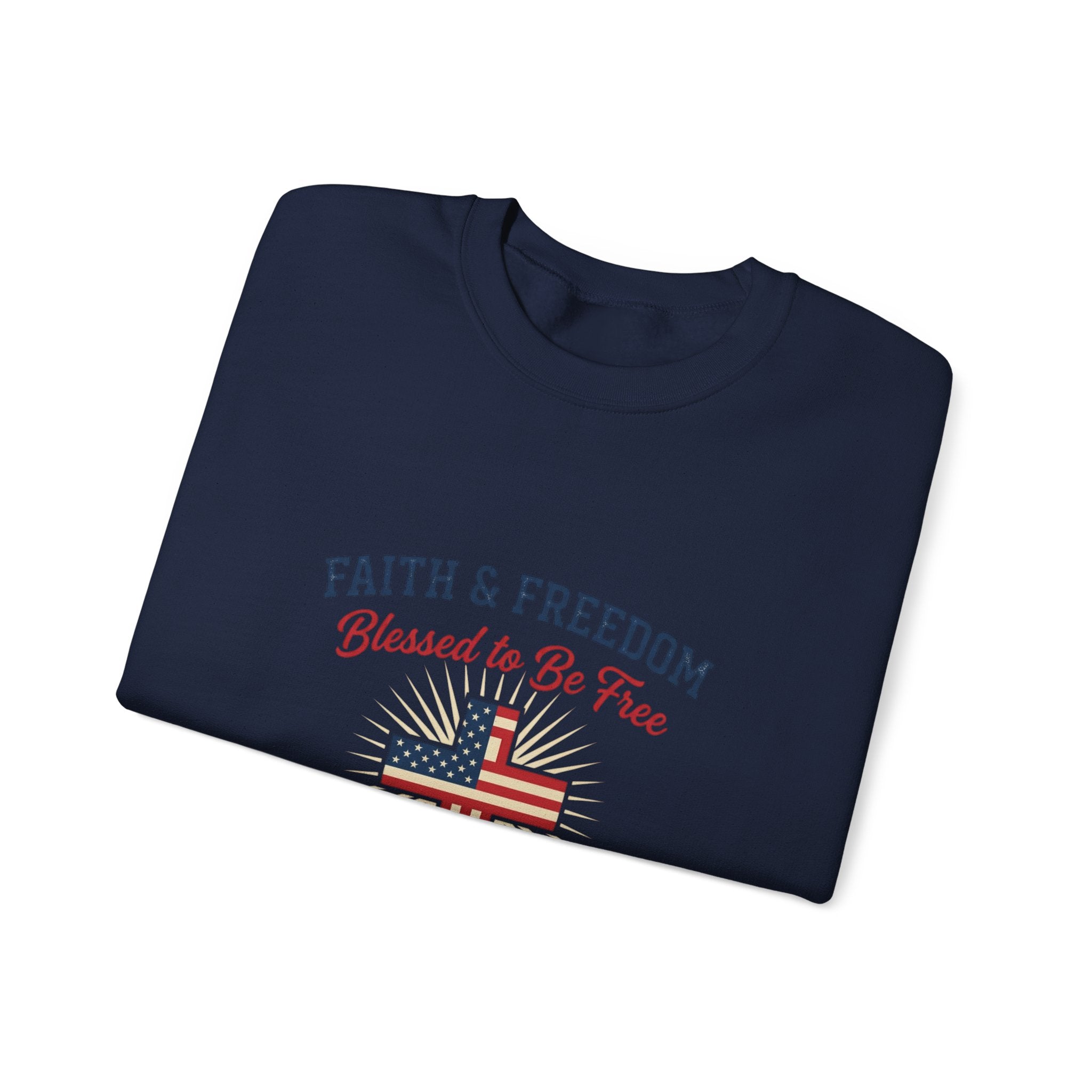 Faith & Freedom Cross Sweatshirt | patriotic, faith-based July 4th vintage Americana