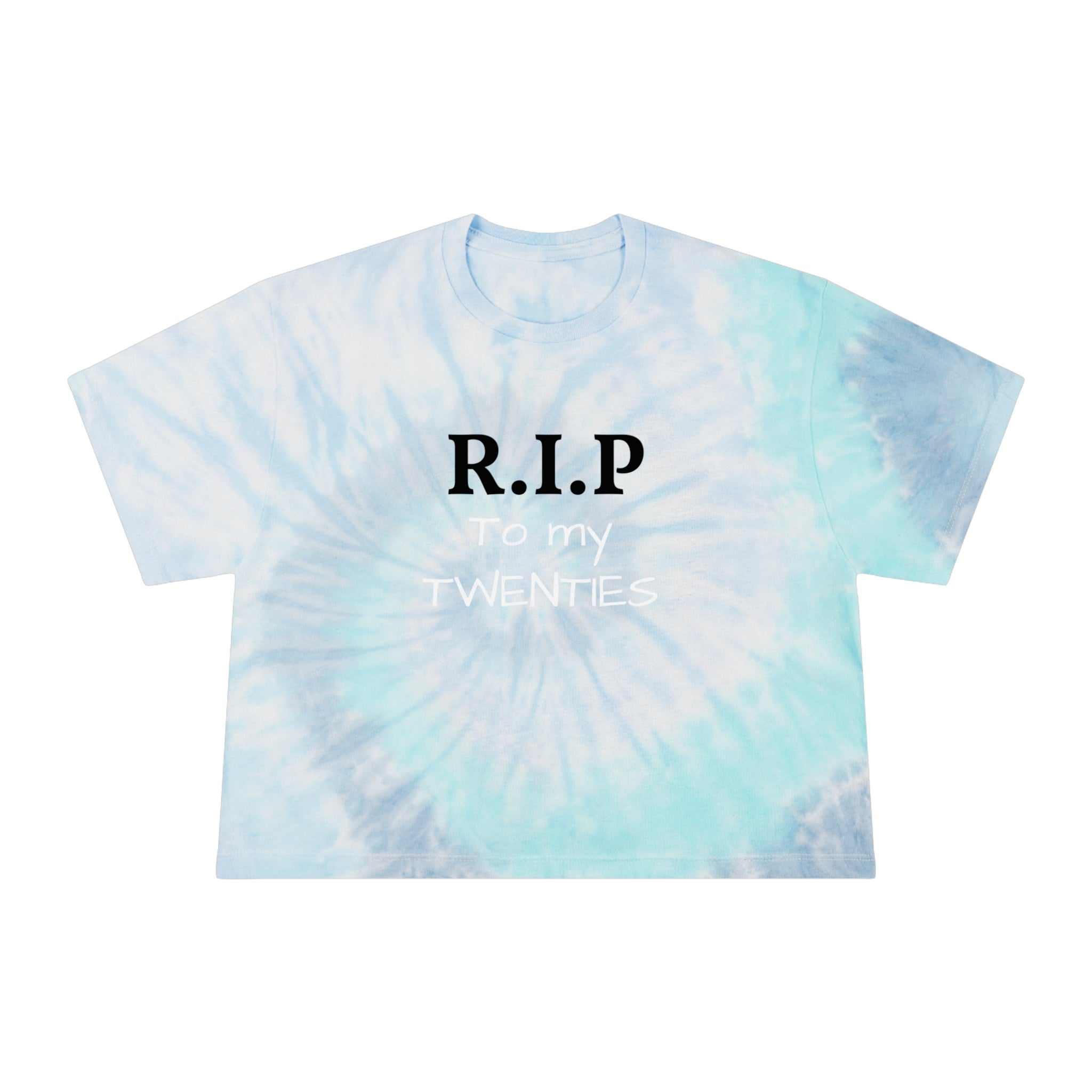 R.I.P. My Twenties Tie-Dye Crop Tee — Women's Nostalgic Pastel Spiral Top