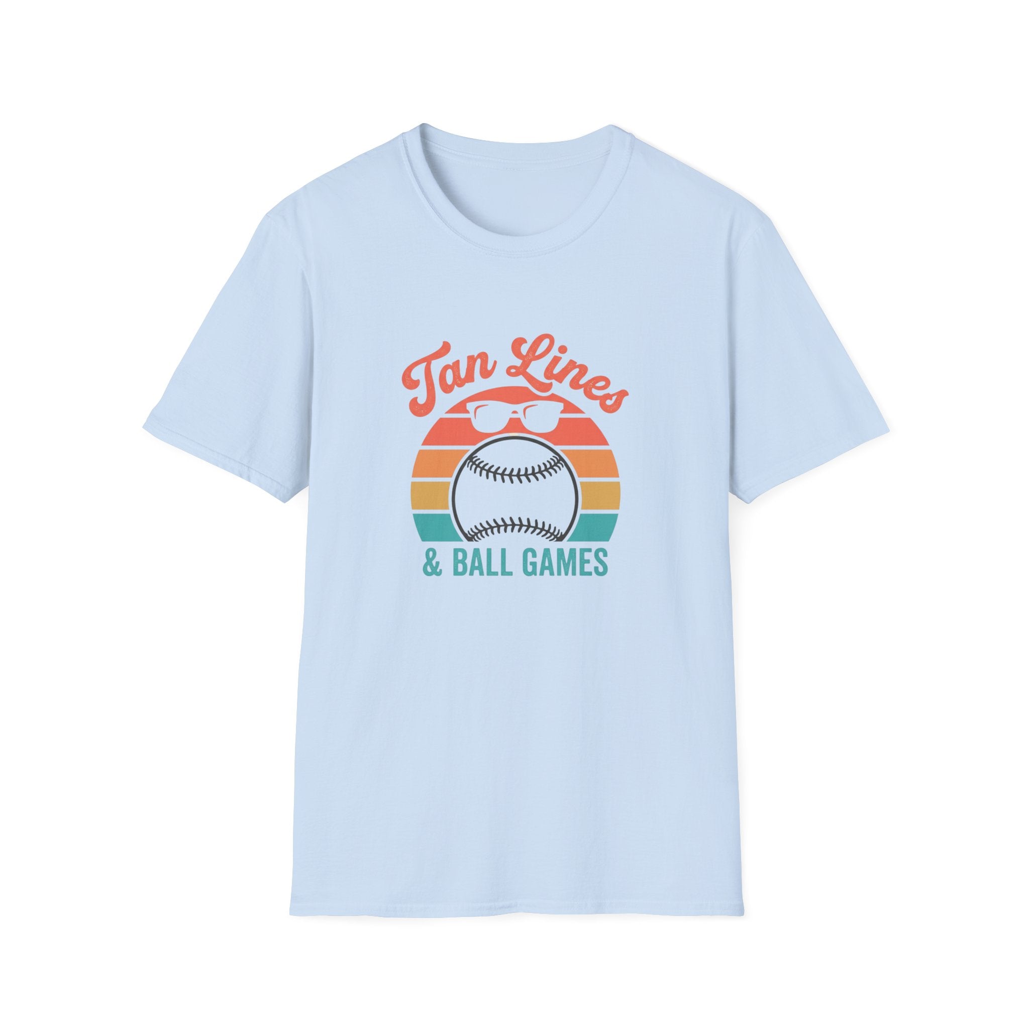 Tan Lines Baseball Graphic T-Shirt | Retro Sunset Ball Design