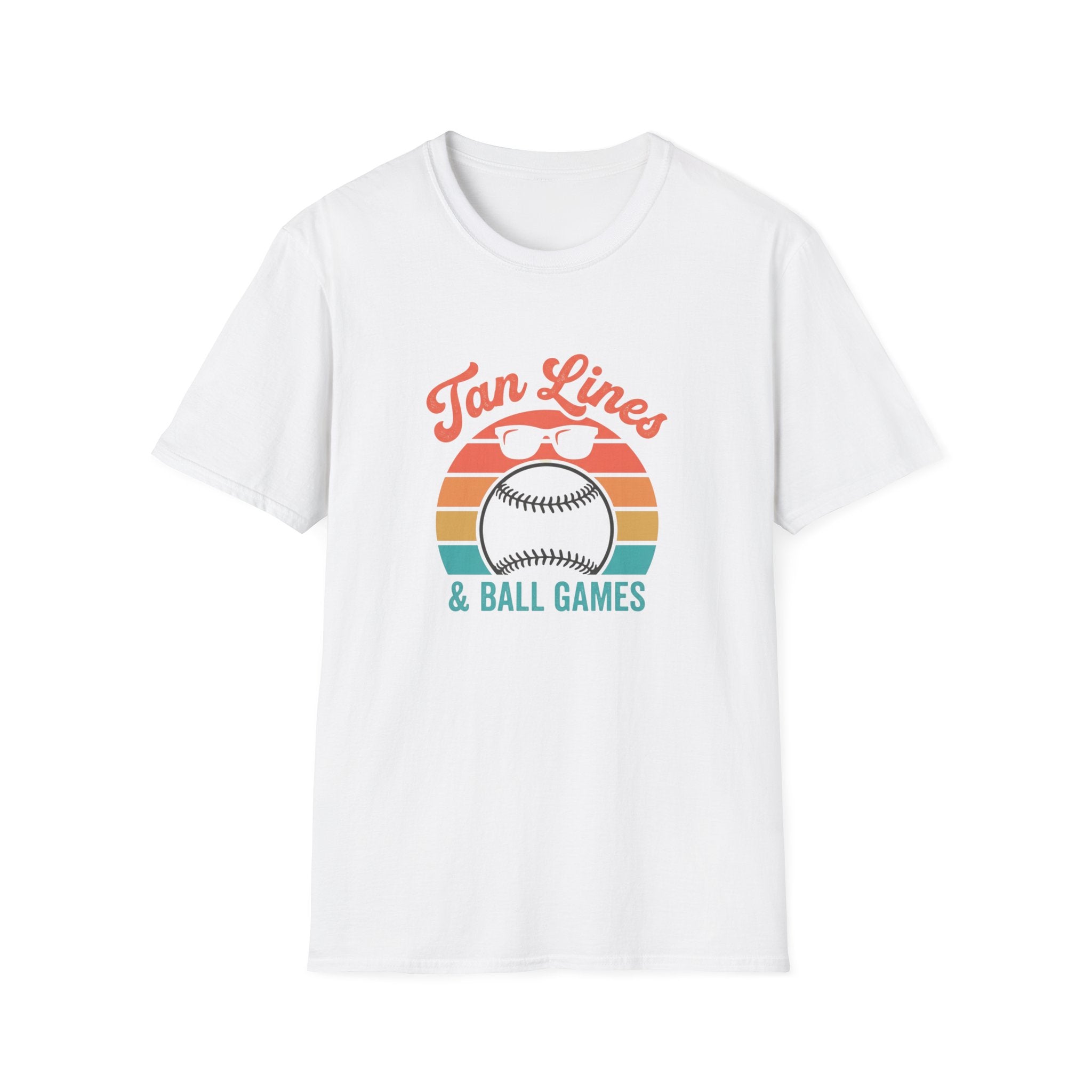 Tan Lines Baseball Graphic T-Shirt | Retro Sunset Ball Design