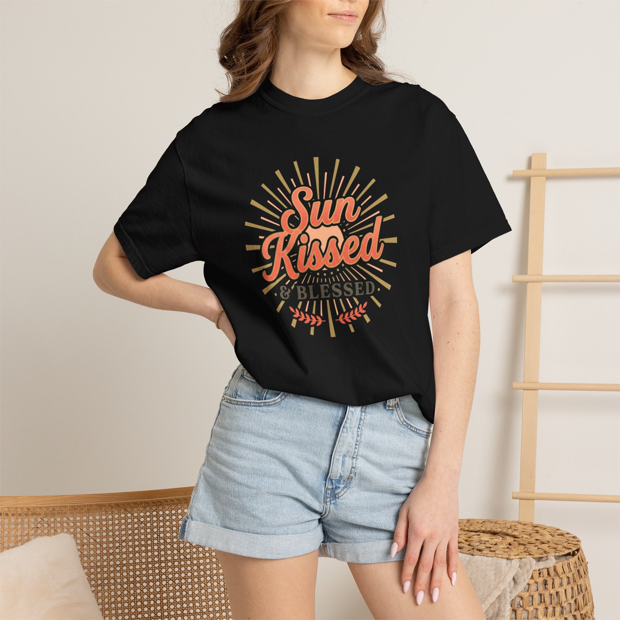 Sun Kissed & Blessed T-shirt | Vintage Sunburst Script Tee