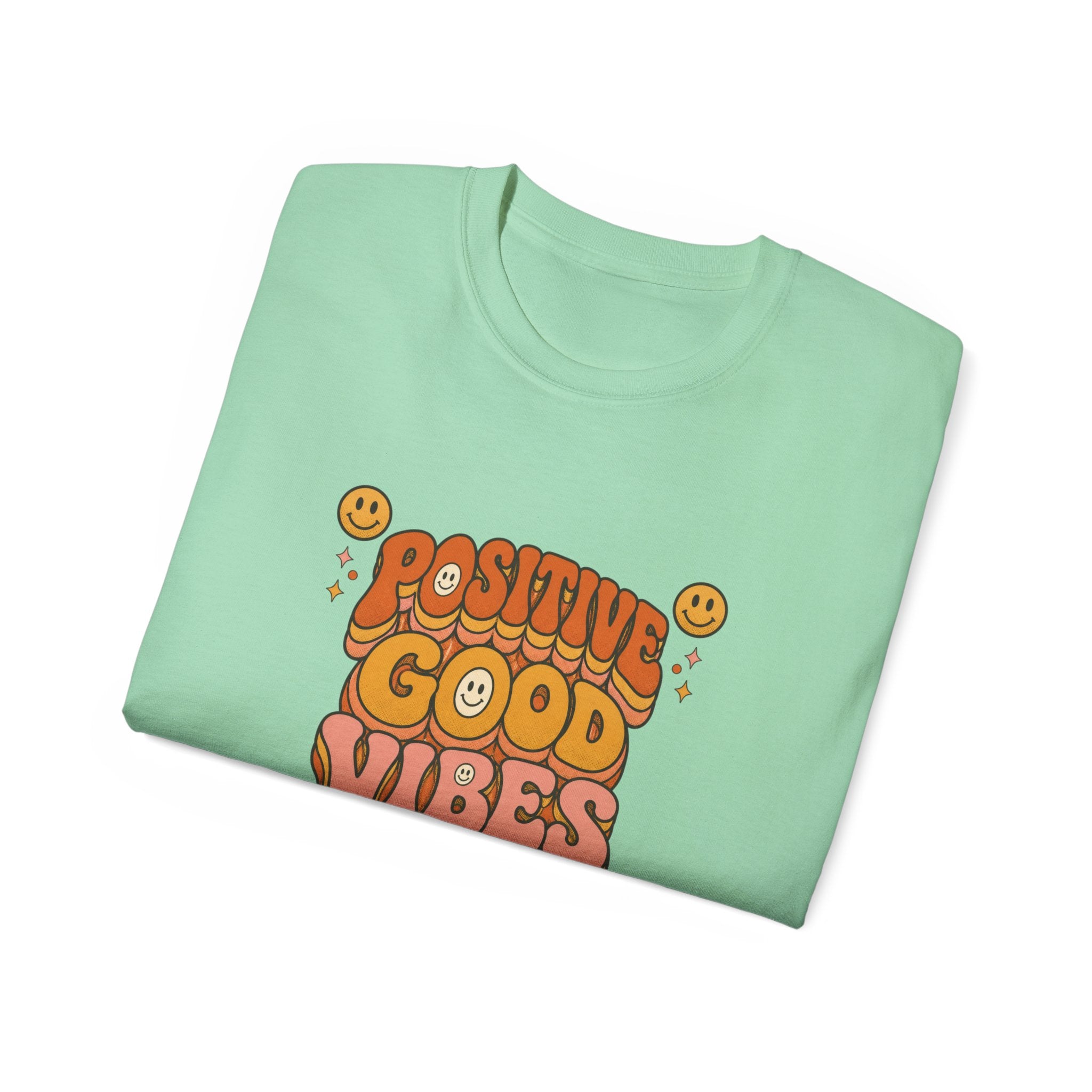 Positive Good Vibes shirt | Retro Smiley Typography Tee