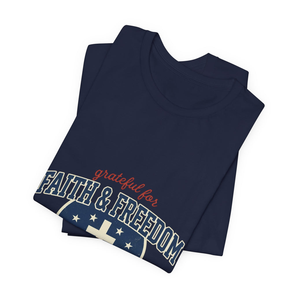 Faith & Freedom heart cross T-Shirt | Patriotic, Faith-based July 4th vintage Americana