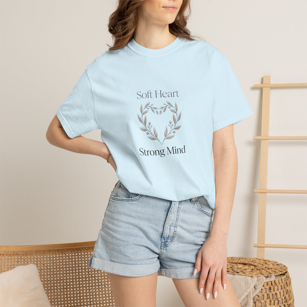 Soft Heart Strong Mind T-shirt | Laurel Wreath Botanical Graphic