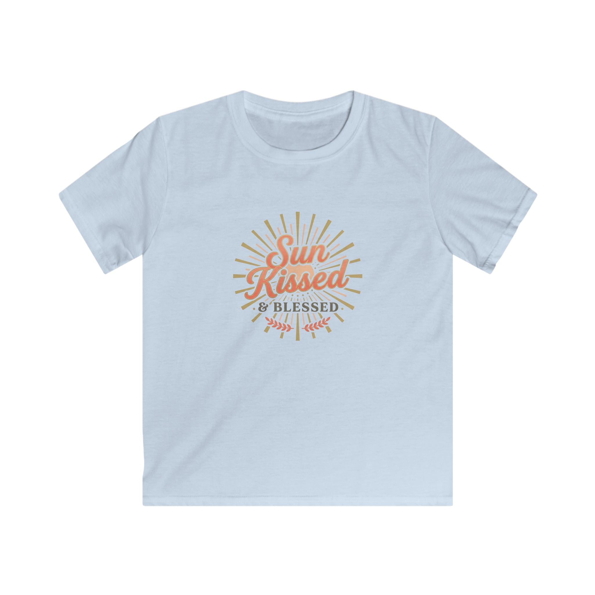 Kids T-Shirt — "Sun Kissed & Blessed" Retro Sunrise Tee