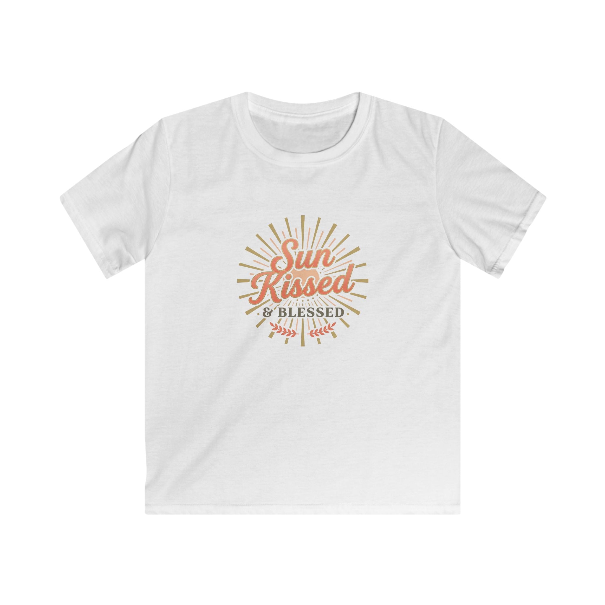 Kids T-Shirt — "Sun Kissed & Blessed" Retro Sunrise Tee