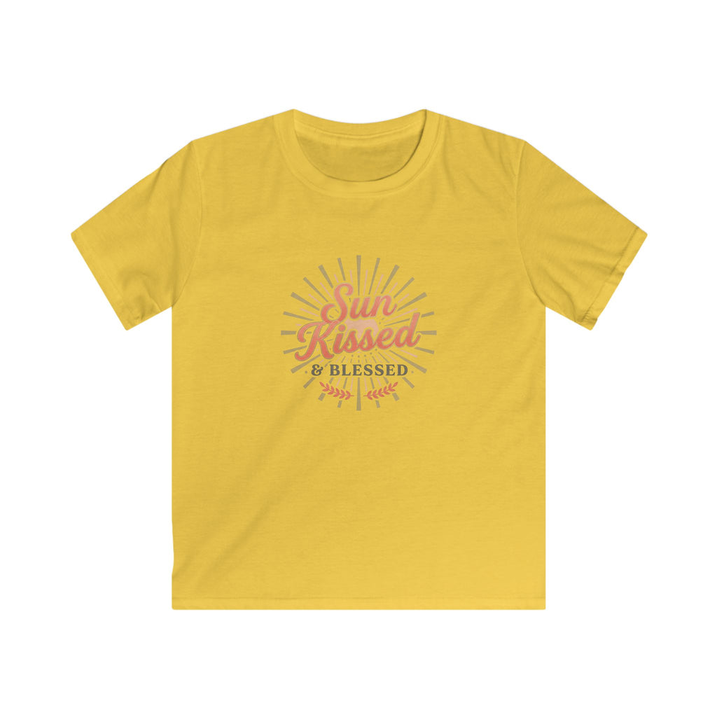 Kids T-Shirt — "Sun Kissed & Blessed" Retro Sunrise Tee