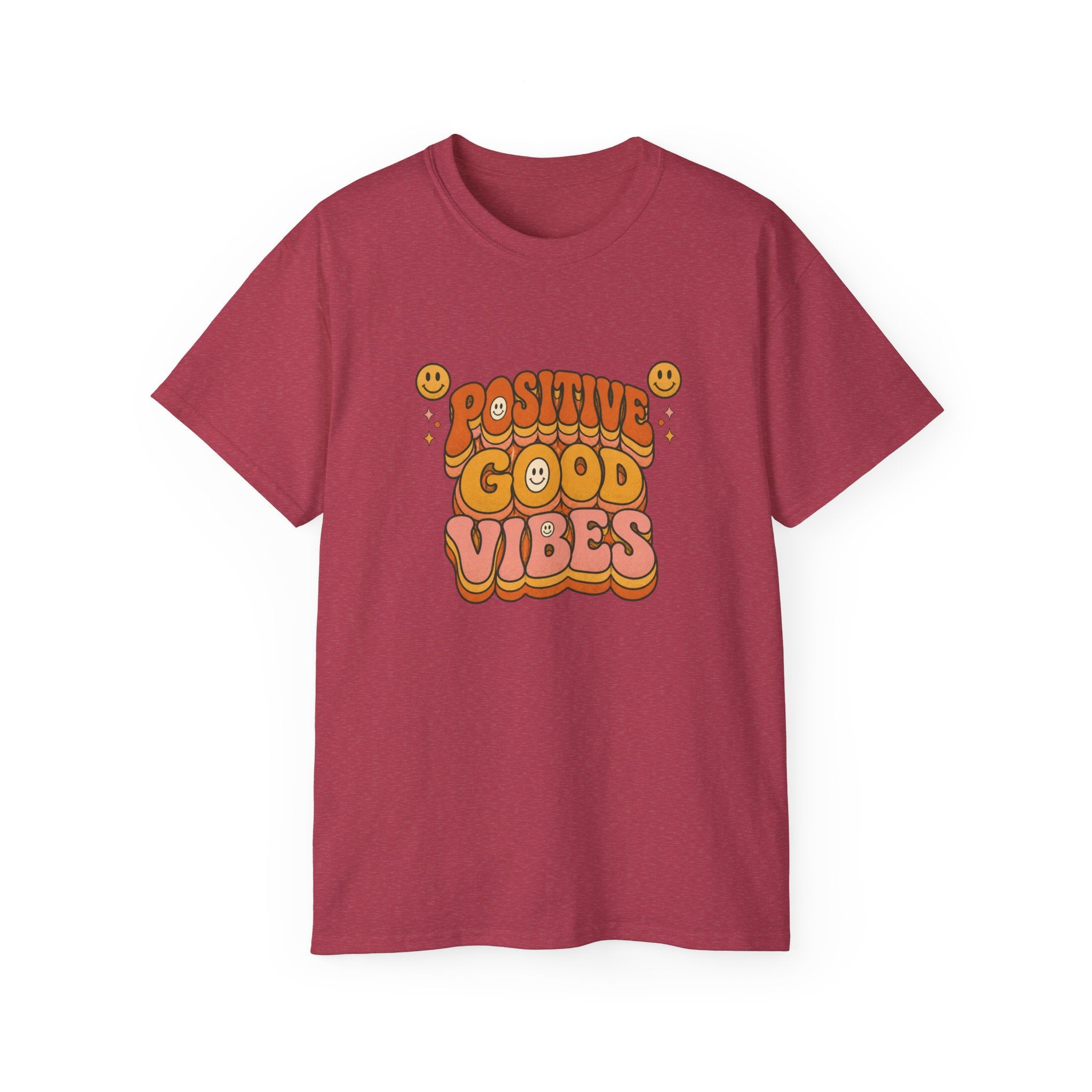 Positive Good Vibes shirt | Retro Smiley Typography Tee
