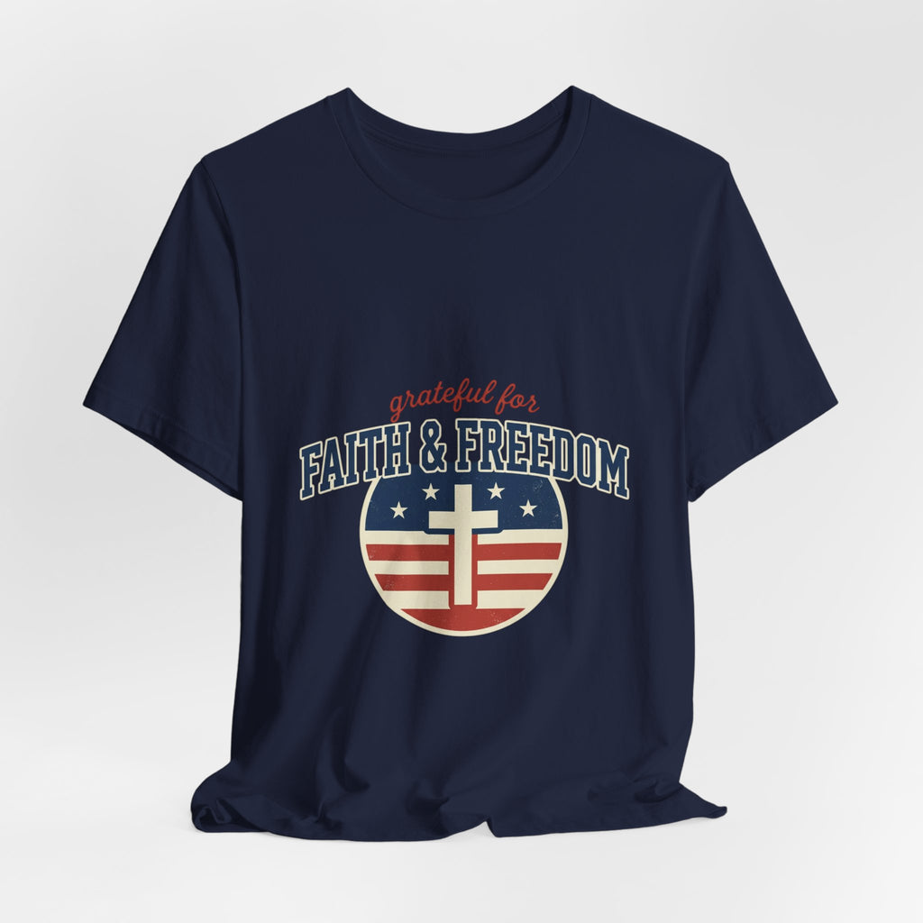 Faith & Freedom heart cross T-Shirt | Patriotic, Faith-based July 4th vintage Americana