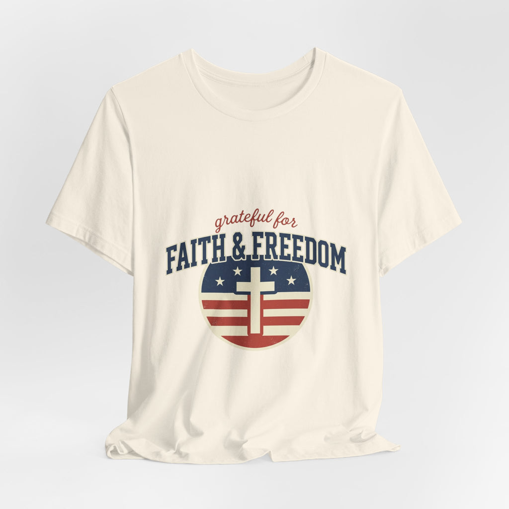 Faith & Freedom heart cross T-Shirt | Patriotic, Faith-based July 4th vintage Americana