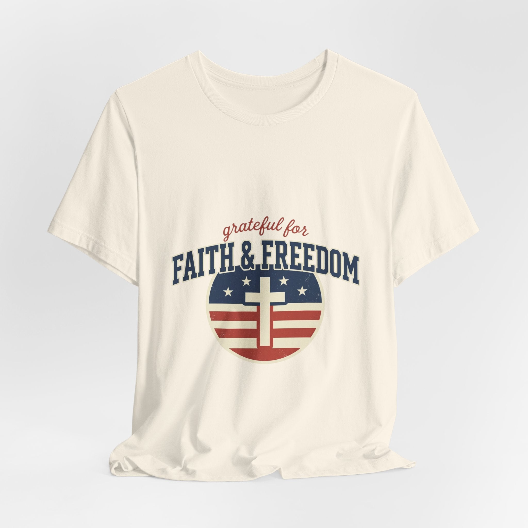 Faith & Freedom heart cross T-Shirt | Patriotic, Faith-based July 4th vintage Americana