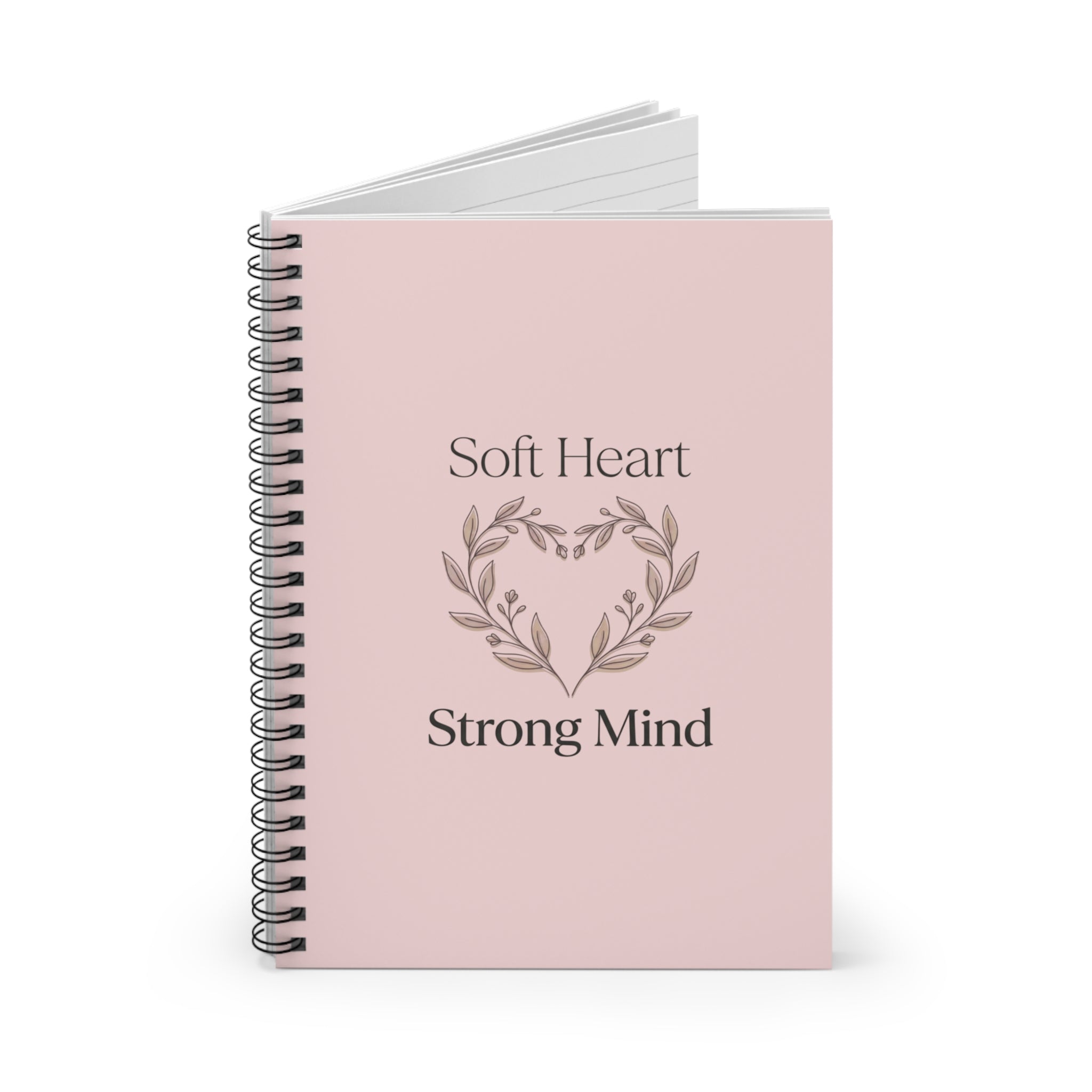 Soft Heart Strong Mind Spiral Notebook | Pink Floral Heart Ruled Journal