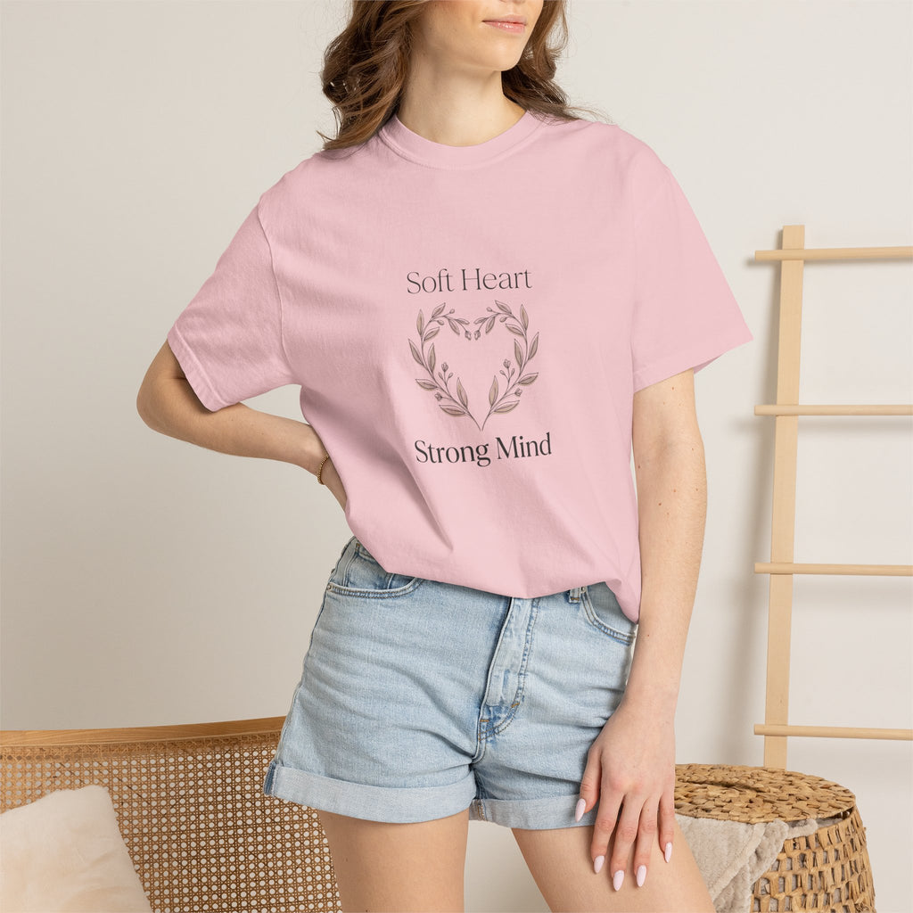 Soft Heart Strong Mind T-shirt | Laurel Wreath Botanical Graphic