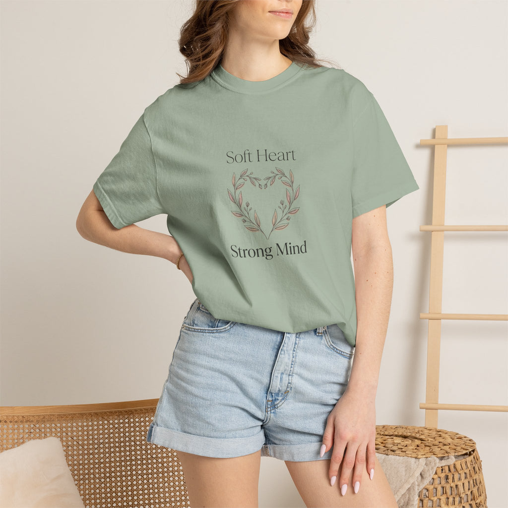 Soft Heart Strong Mind T-shirt | Laurel Wreath Botanical Graphic