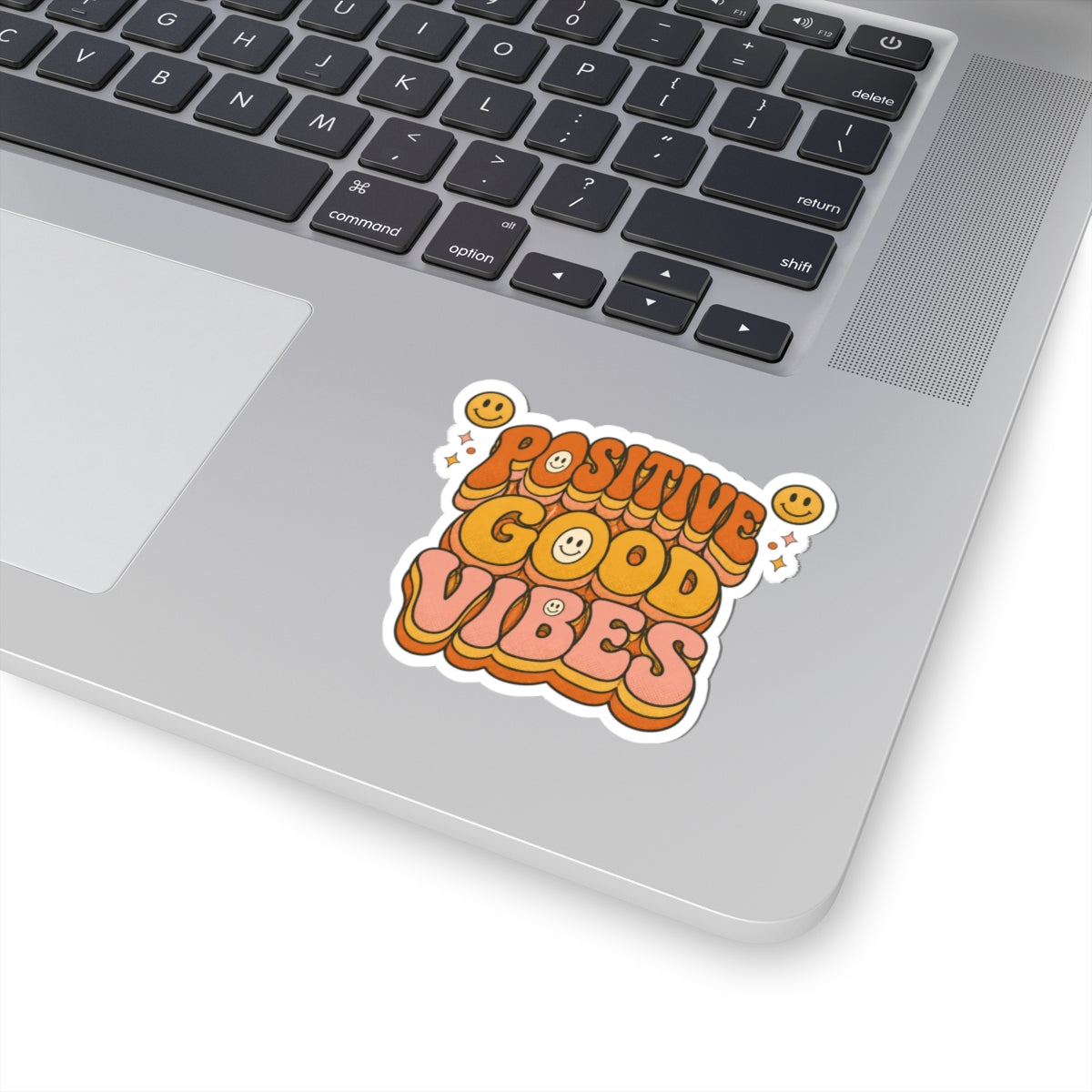 Positive Good Vibes Sticker | Retro Smiley Kiss-Cut Sticker