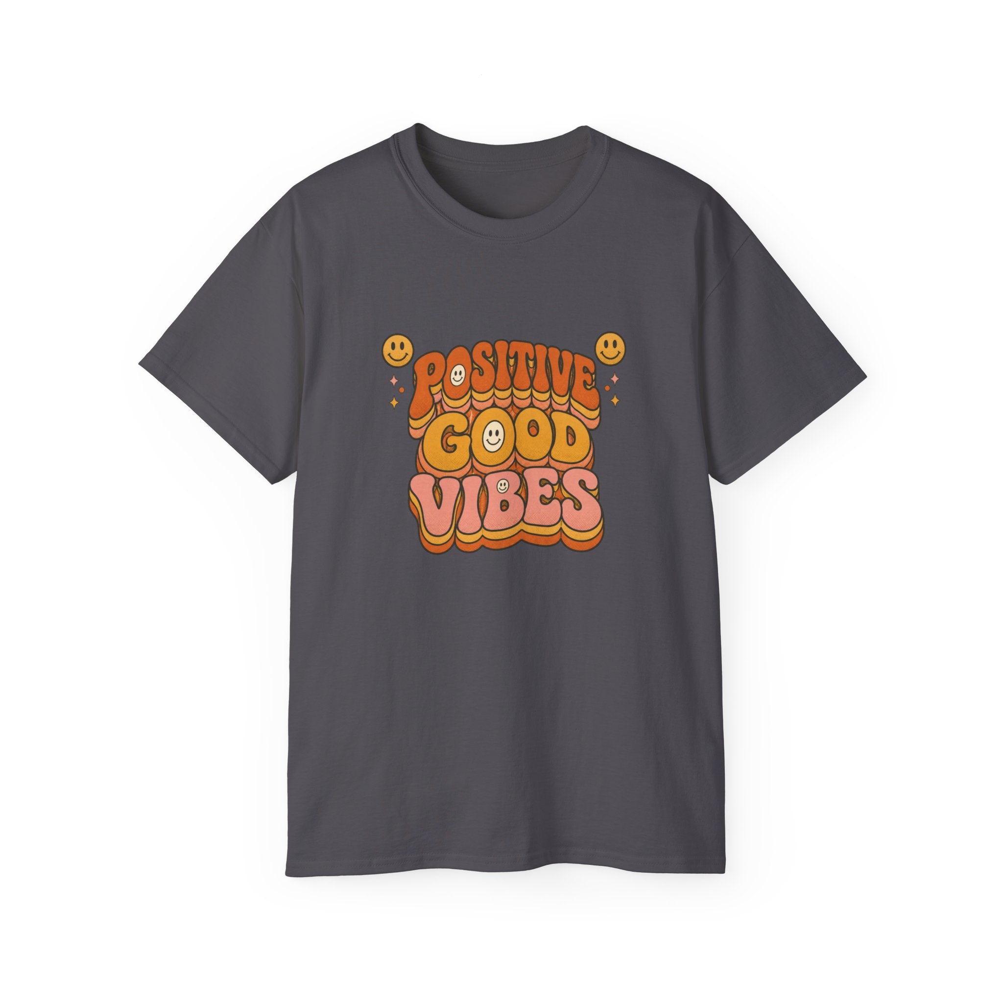 Positive Good Vibes shirt | Retro Smiley Typography Tee