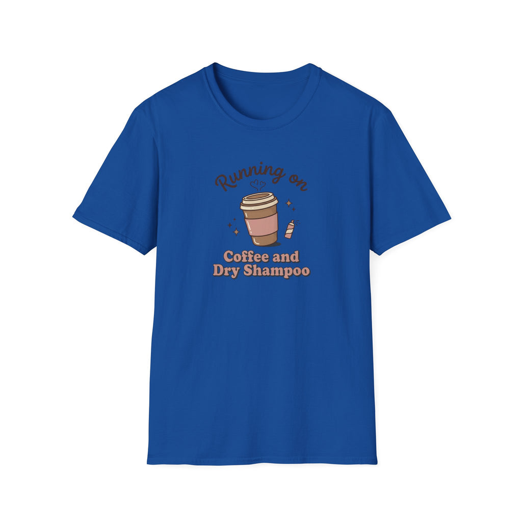 Running on Coffee and Dry Shampoo T-Shirt | Coffee Cup Graphic Tee