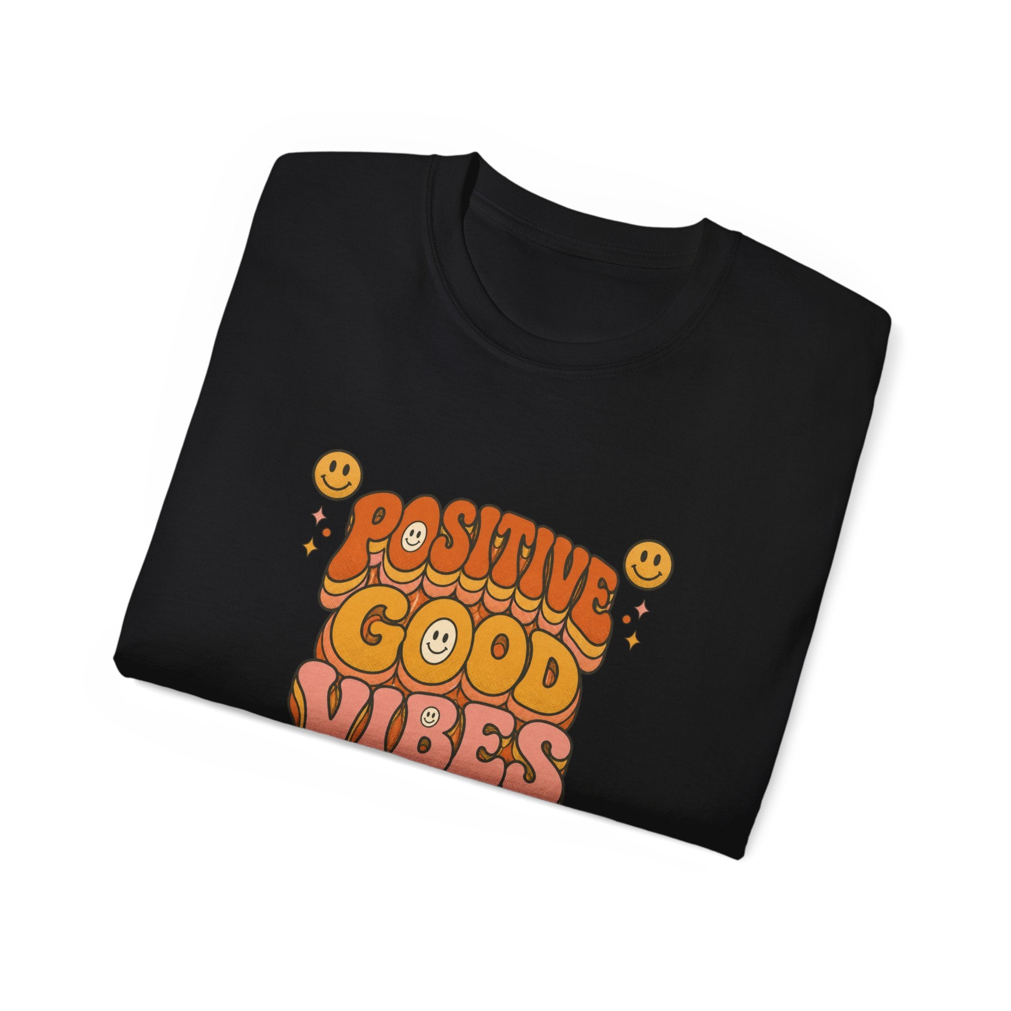 Positive Good Vibes shirt | Retro Smiley Typography Tee