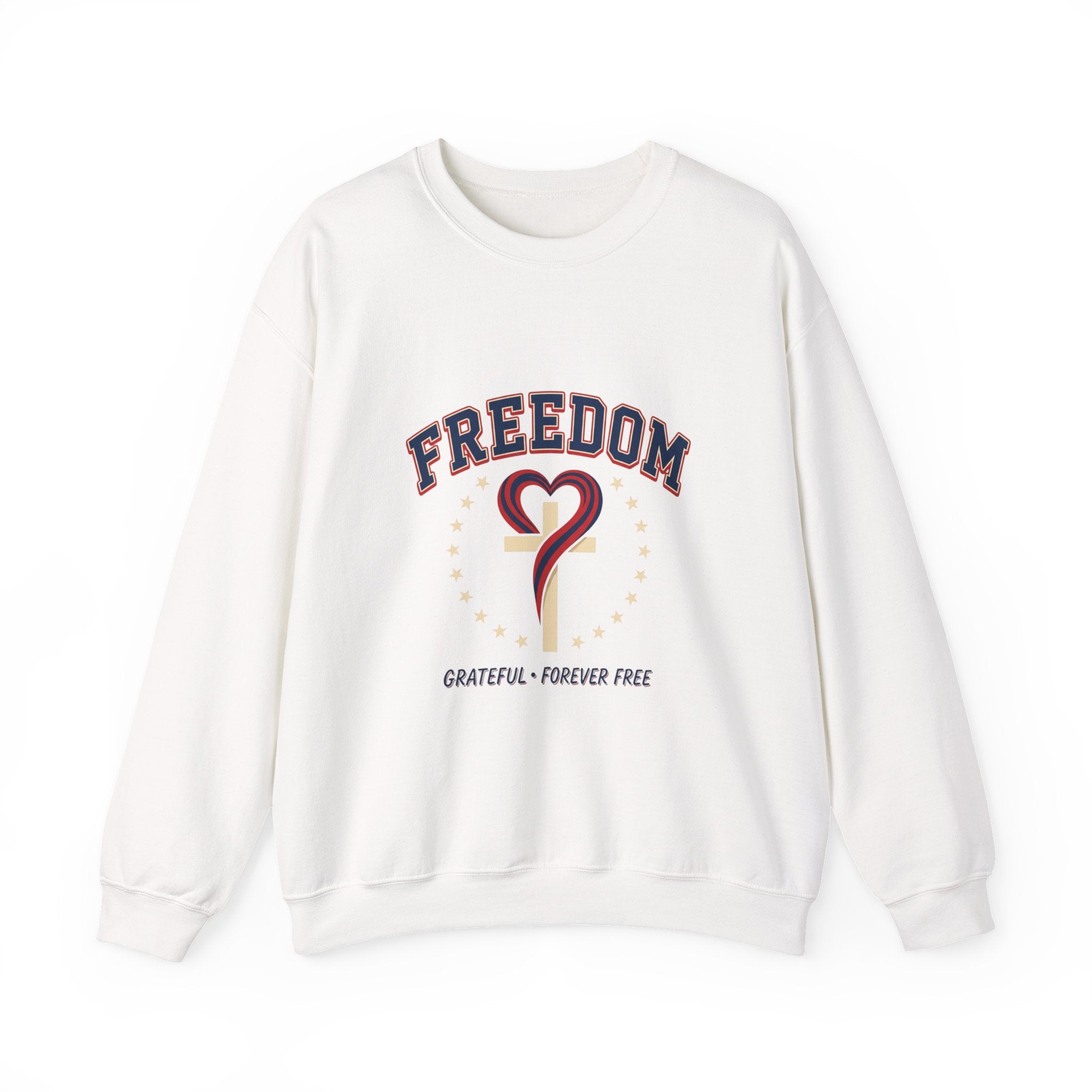 Freedom heart crewneck sweatshirt | faith-based patriotic, vintage Americana