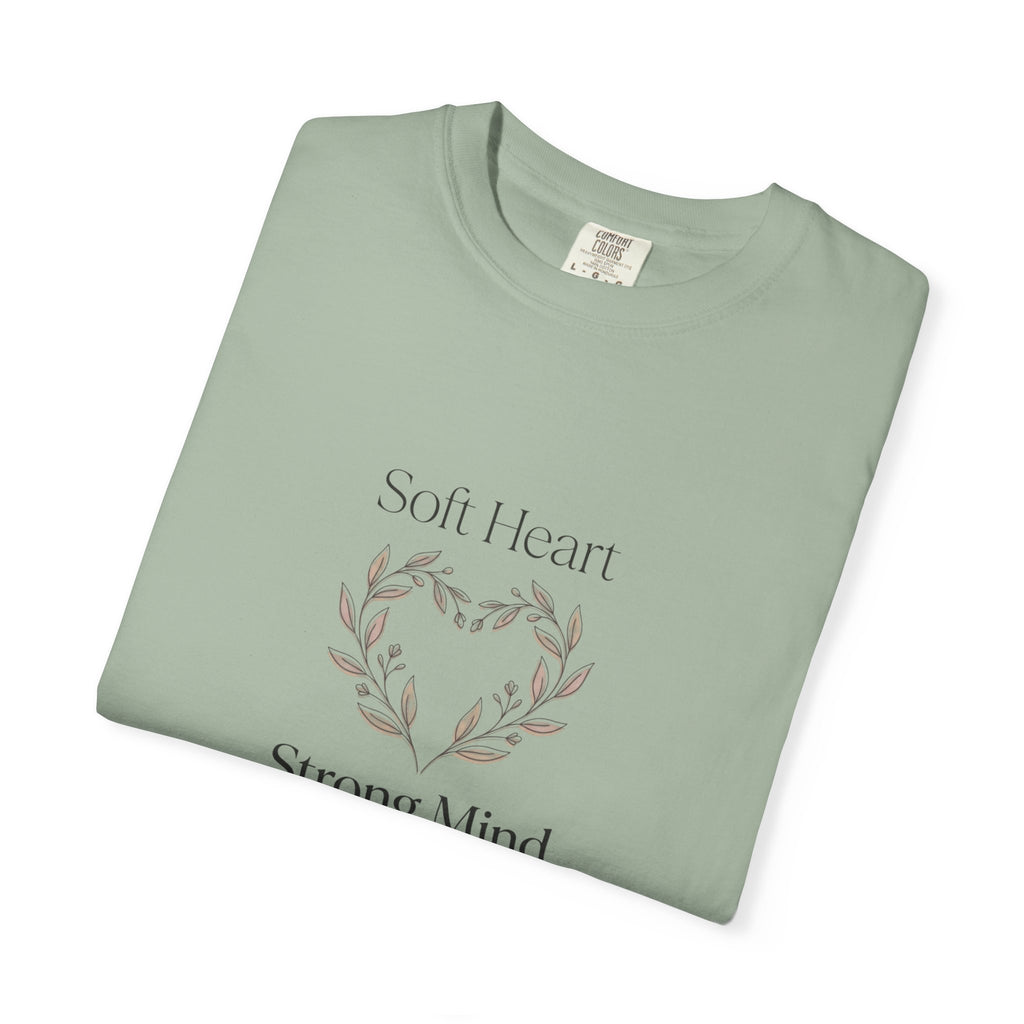 Soft Heart Strong Mind T-shirt | Laurel Wreath Botanical Graphic