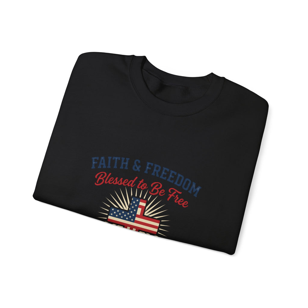 Faith & Freedom Cross Sweatshirt | patriotic, faith-based July 4th vintage Americana