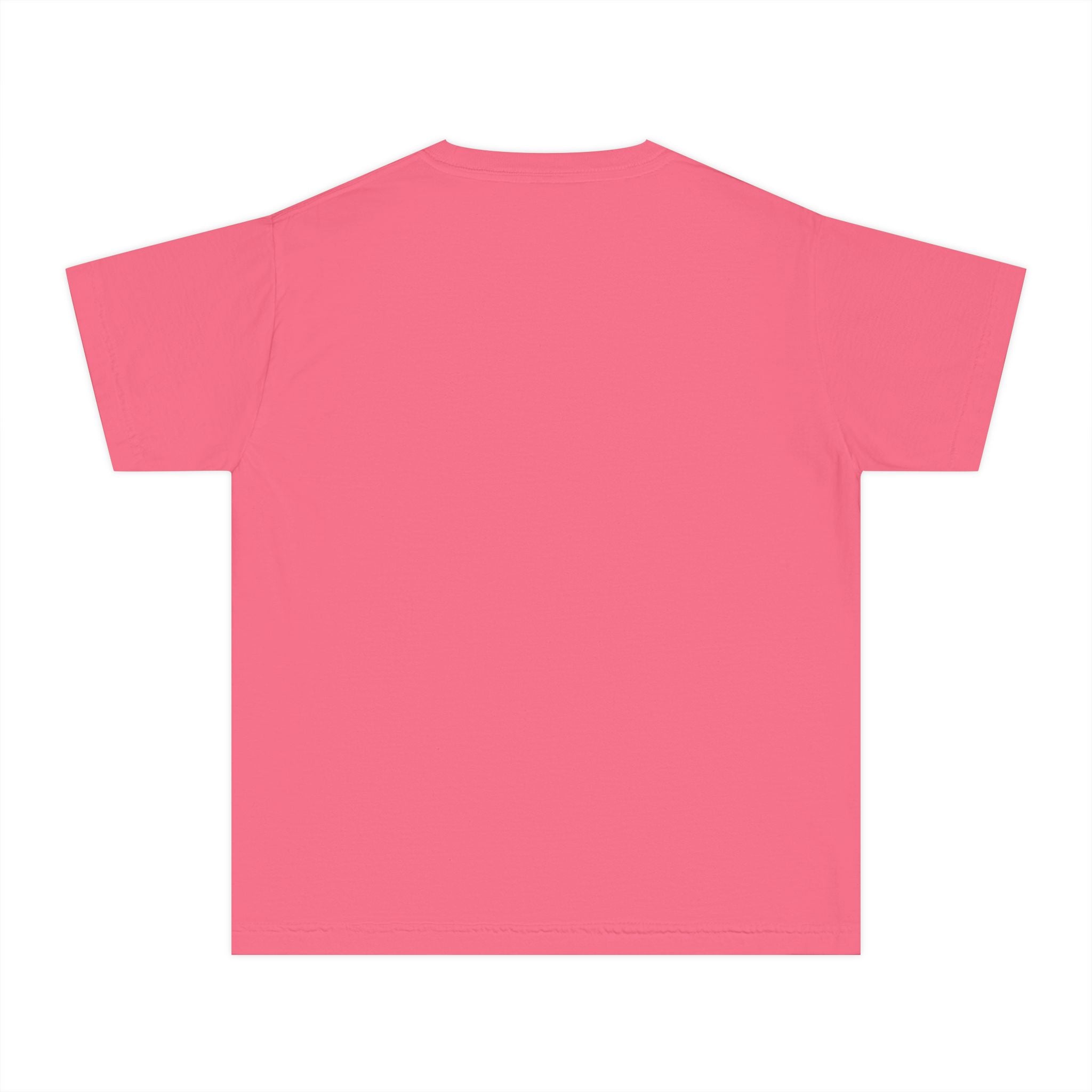 LOVE block letters with script overlay Youth Tee | pink text on charcoal