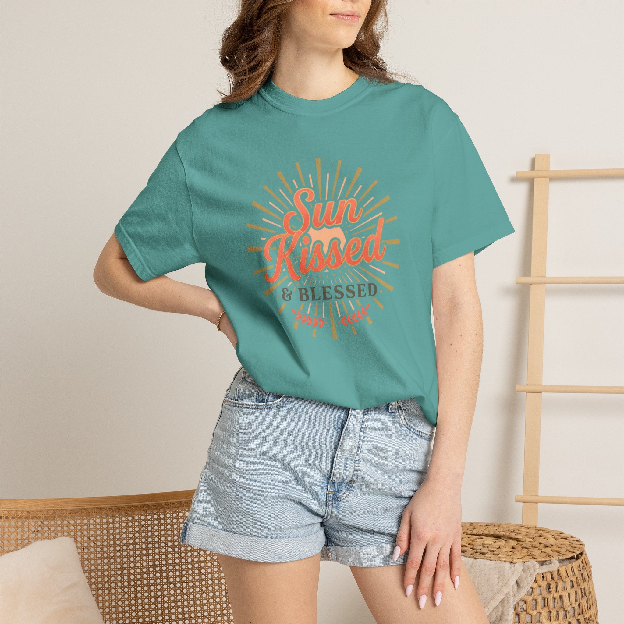 Sun Kissed & Blessed T-shirt | Vintage Sunburst Script Tee