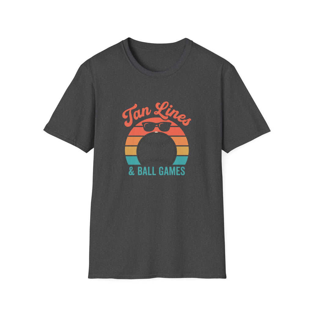 Tan Lines Baseball Graphic T-Shirt | Retro Sunset Ball Design