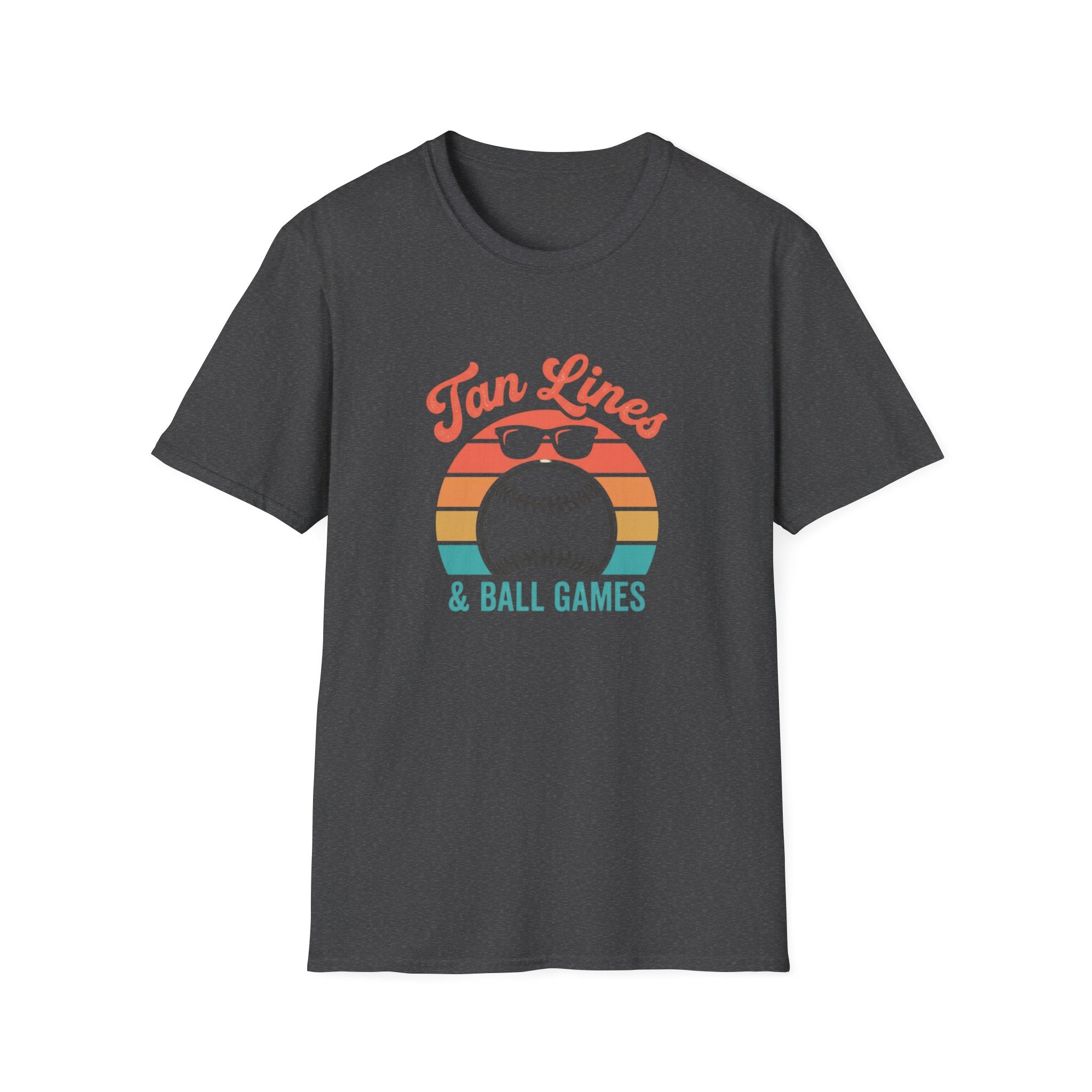 Tan Lines Baseball Graphic T-Shirt | Retro Sunset Ball Design