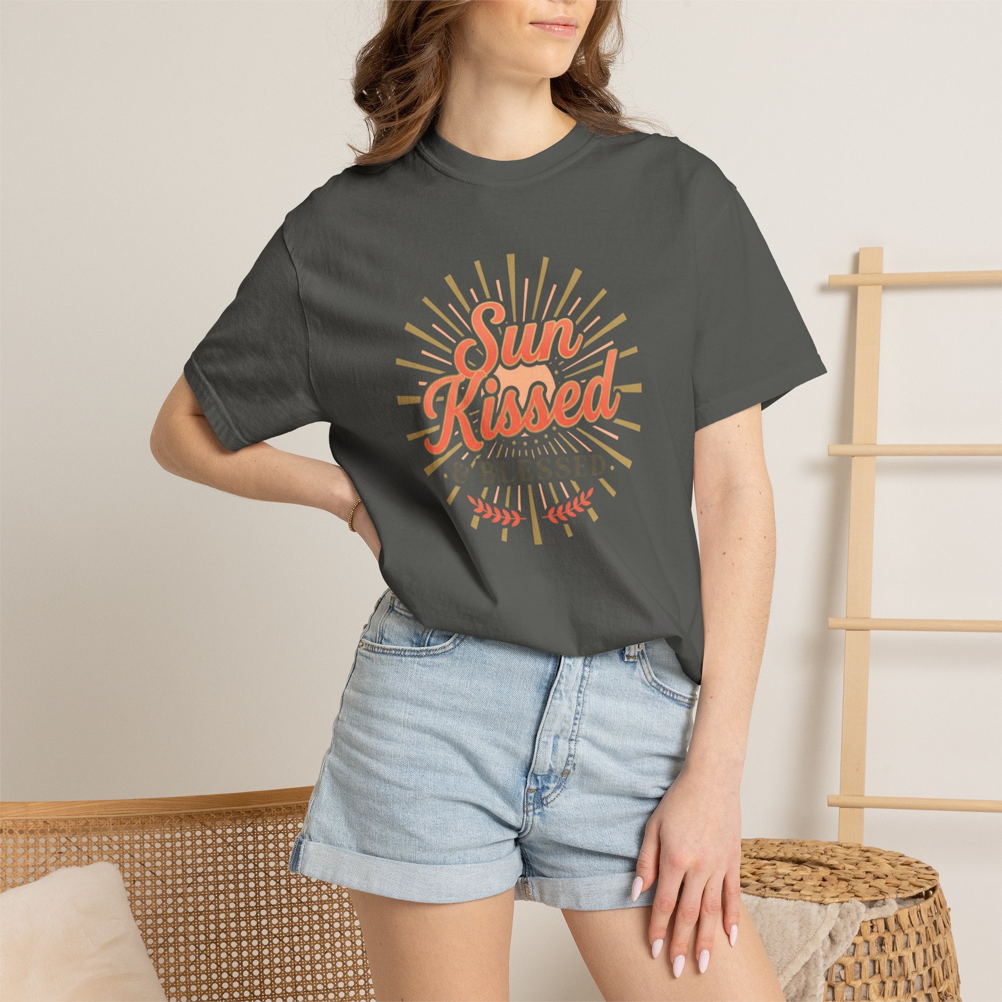 Sun Kissed & Blessed T-shirt | Vintage Sunburst Script Tee