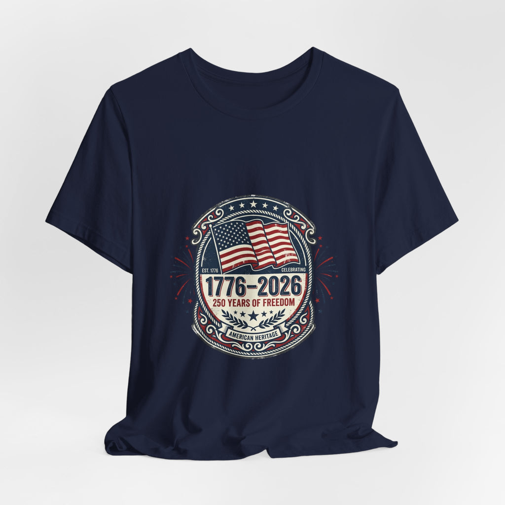 1776-2026 Liberty Emblem T-Shirt | Faith-Based Patriotic, Vintage Americana