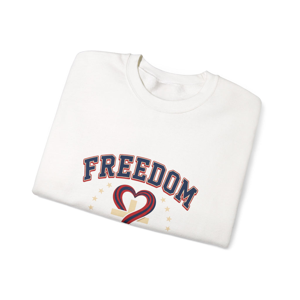 Freedom heart crewneck sweatshirt | faith-based patriotic, vintage Americana