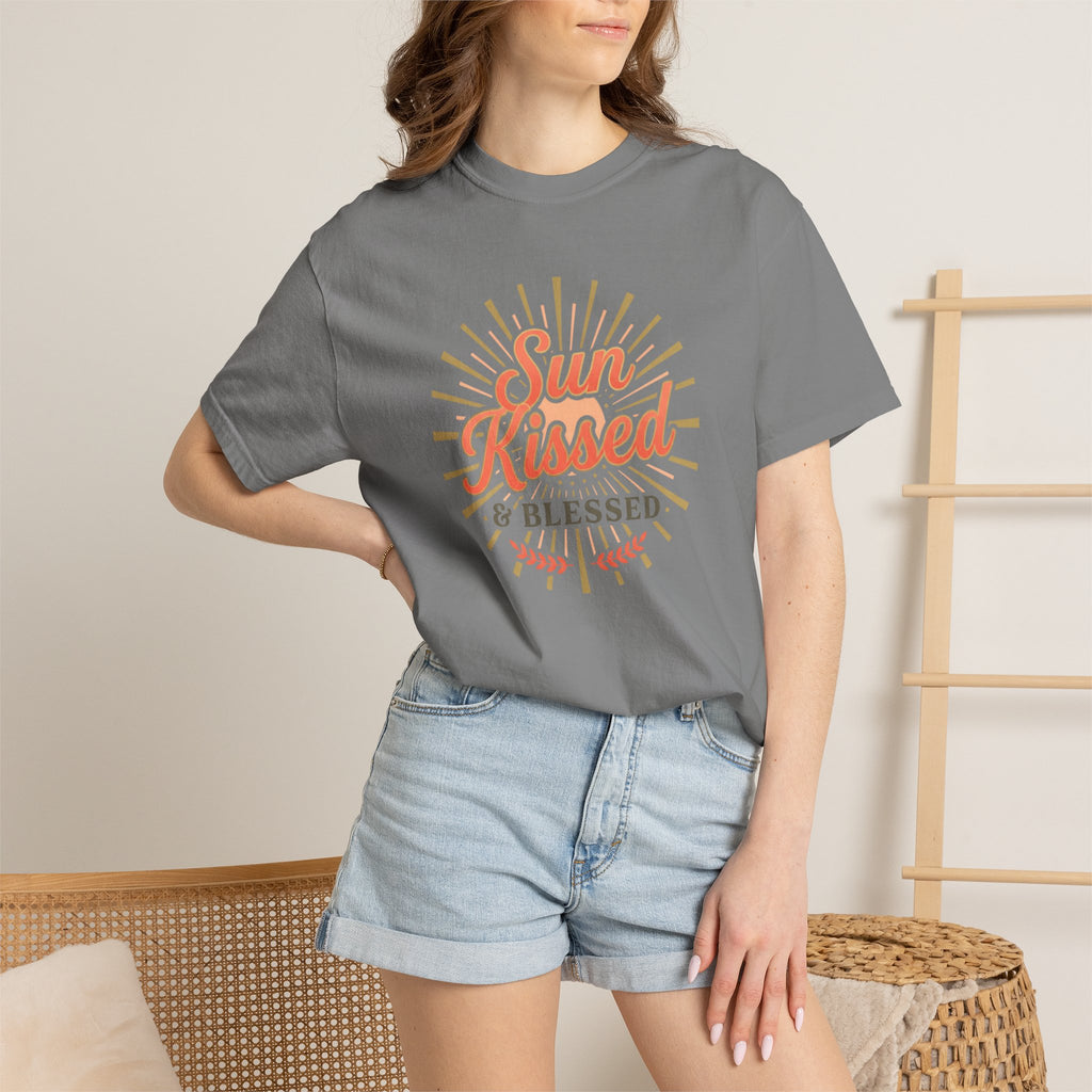 Sun Kissed & Blessed T-shirt | Vintage Sunburst Script Tee