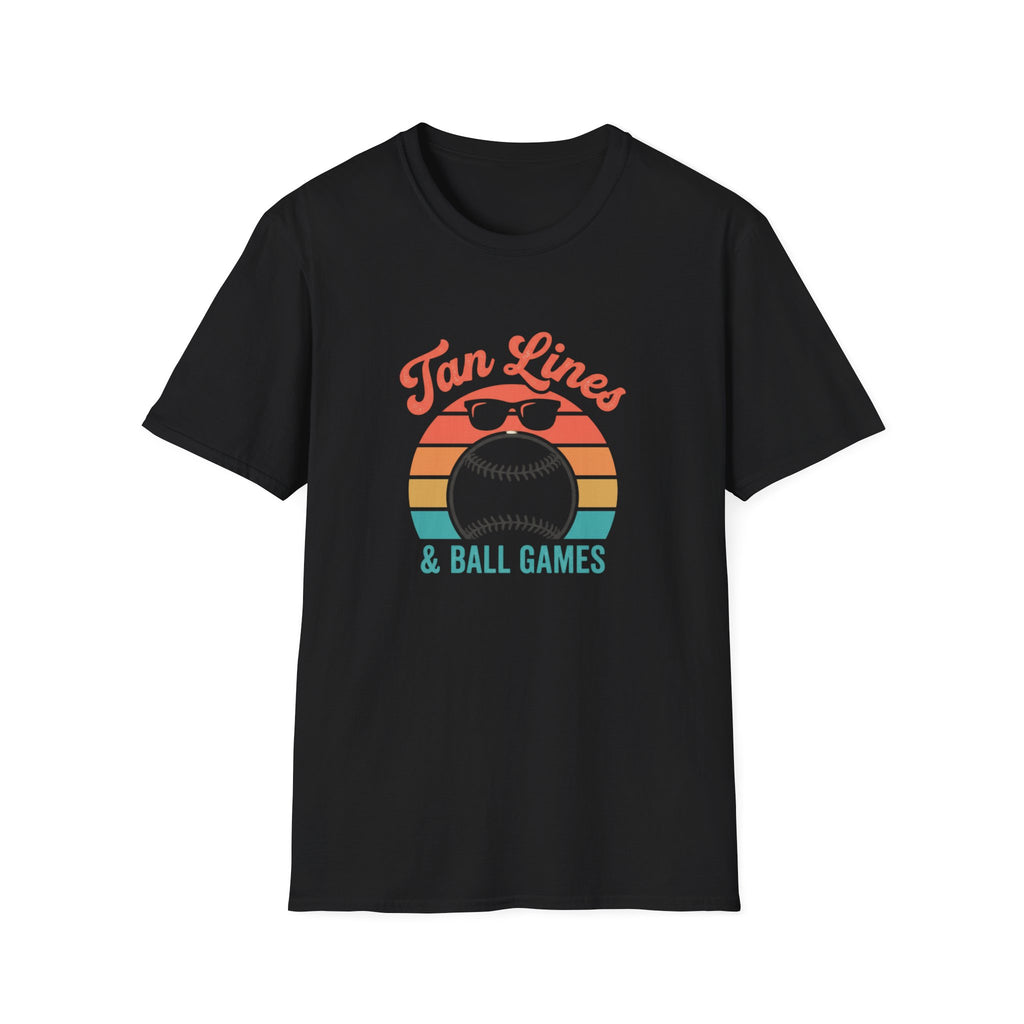 Tan Lines Baseball Graphic T-Shirt | Retro Sunset Ball Design