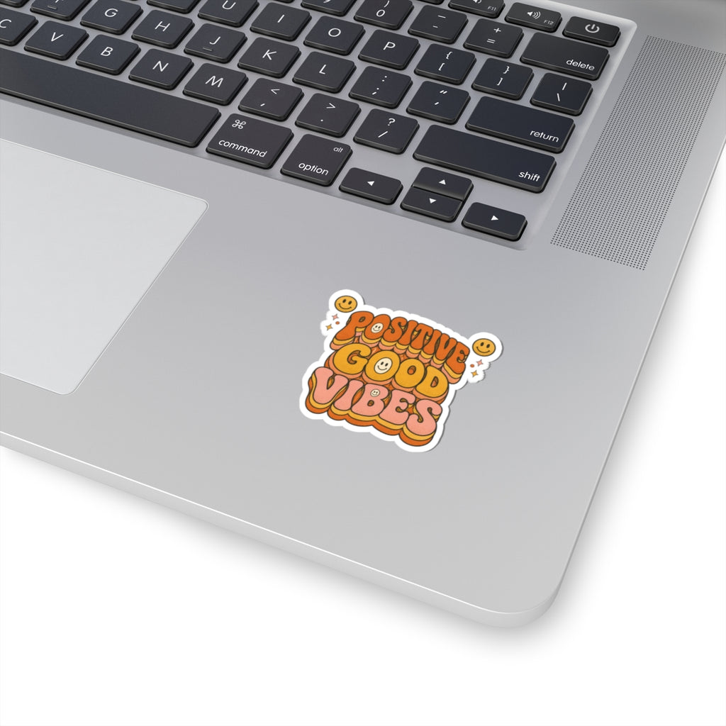 Positive Good Vibes Sticker | Retro Smiley Kiss-Cut Sticker