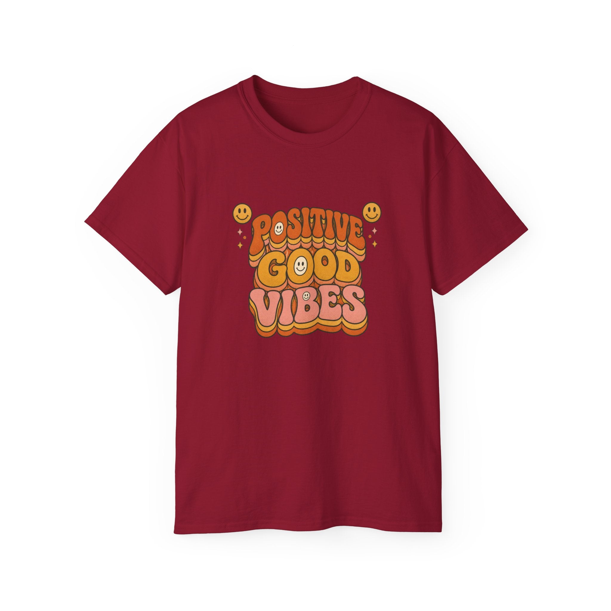 Positive Good Vibes shirt | Retro Smiley Typography Tee