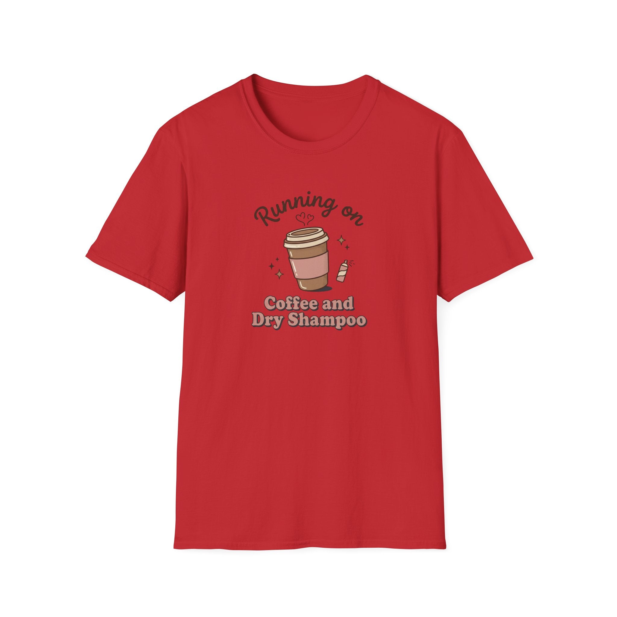 Running on Coffee and Dry Shampoo T-Shirt | Coffee Cup Graphic Tee