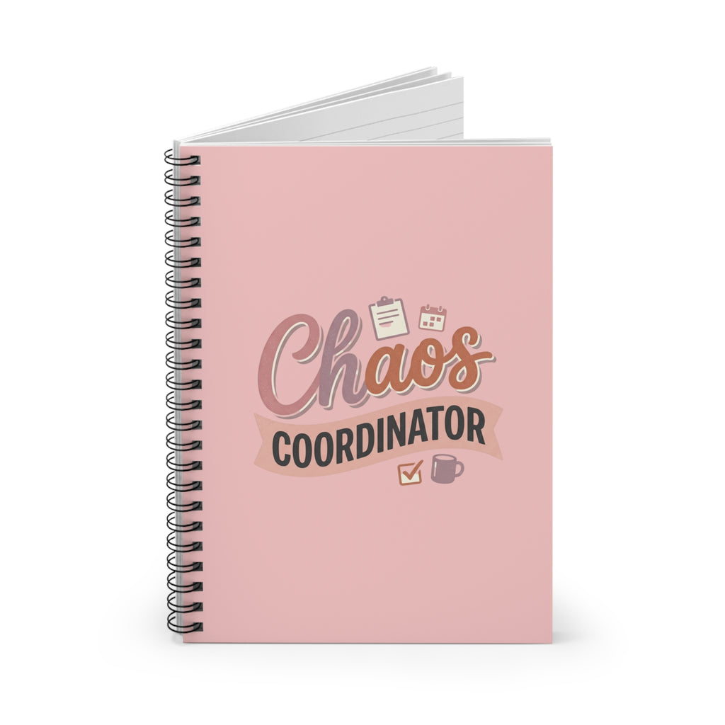 Chaos Coordinator Spiral Notebook — Pink Ruled Planner for Busy Moms & Organizers