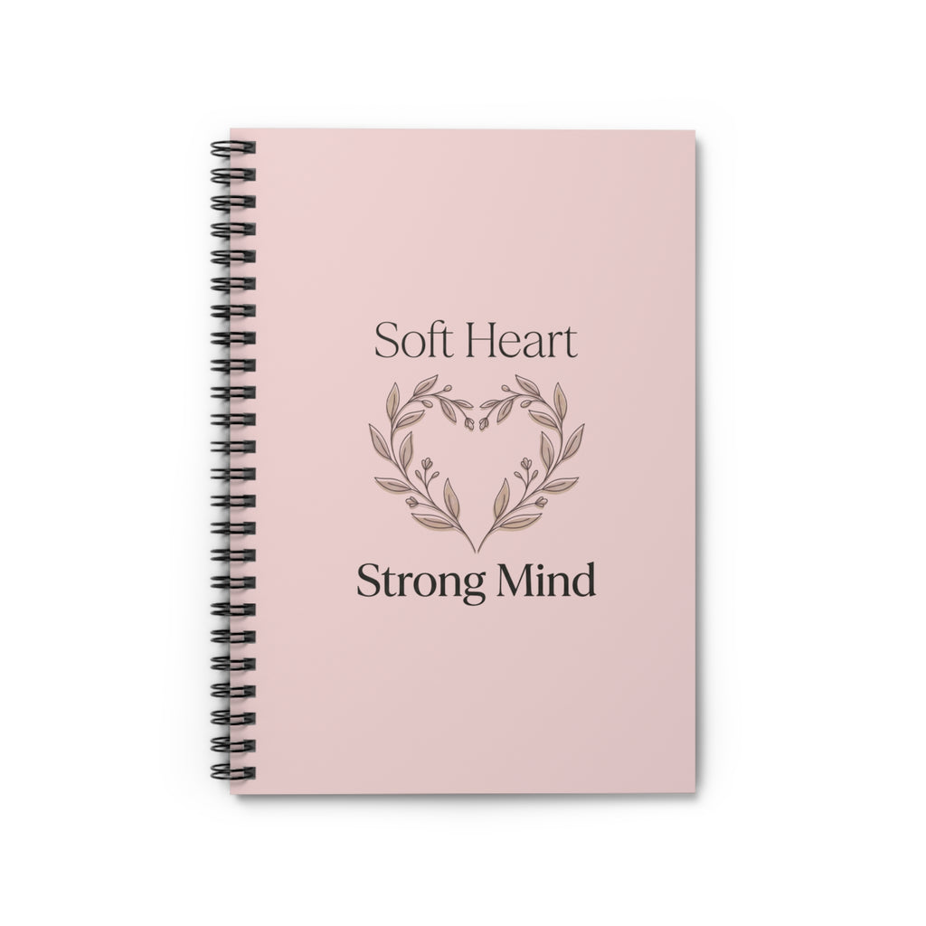 Soft Heart Strong Mind Spiral Notebook | Pink Floral Heart Ruled Journal